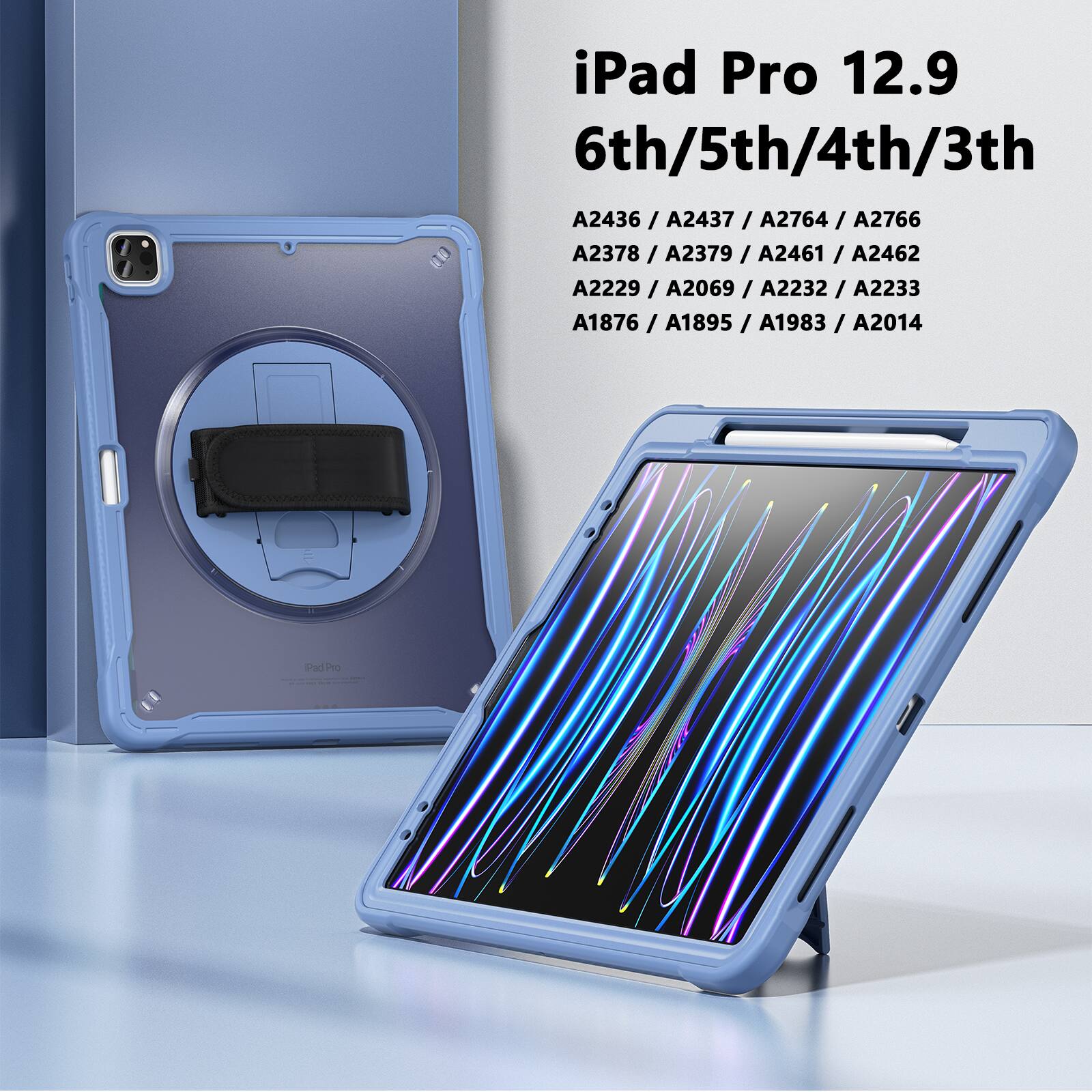 iPad Pro 12.9 6th/5th/4th/3rd  
A2436 / A2437 / A2764 / A2766  
A2378 / A2379 / A2461 / A2462  
A2229 / A2069 / A2232 / A2233  
A1876 / A1895 / A1983 / A2014