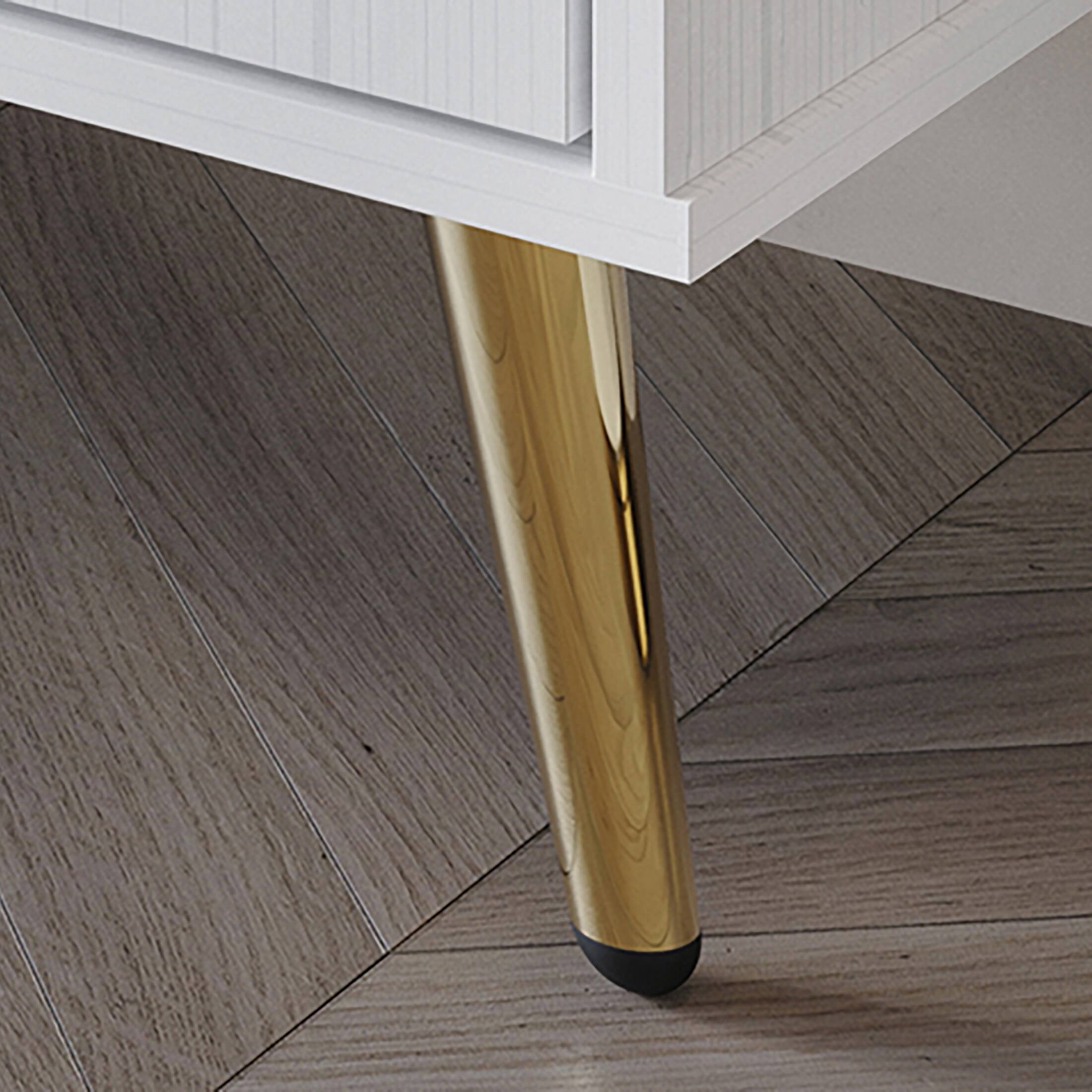 Alt View 7. ChaletPosh - Modern Wooden TV Stand Console with Gold Accent Strip, White - White.