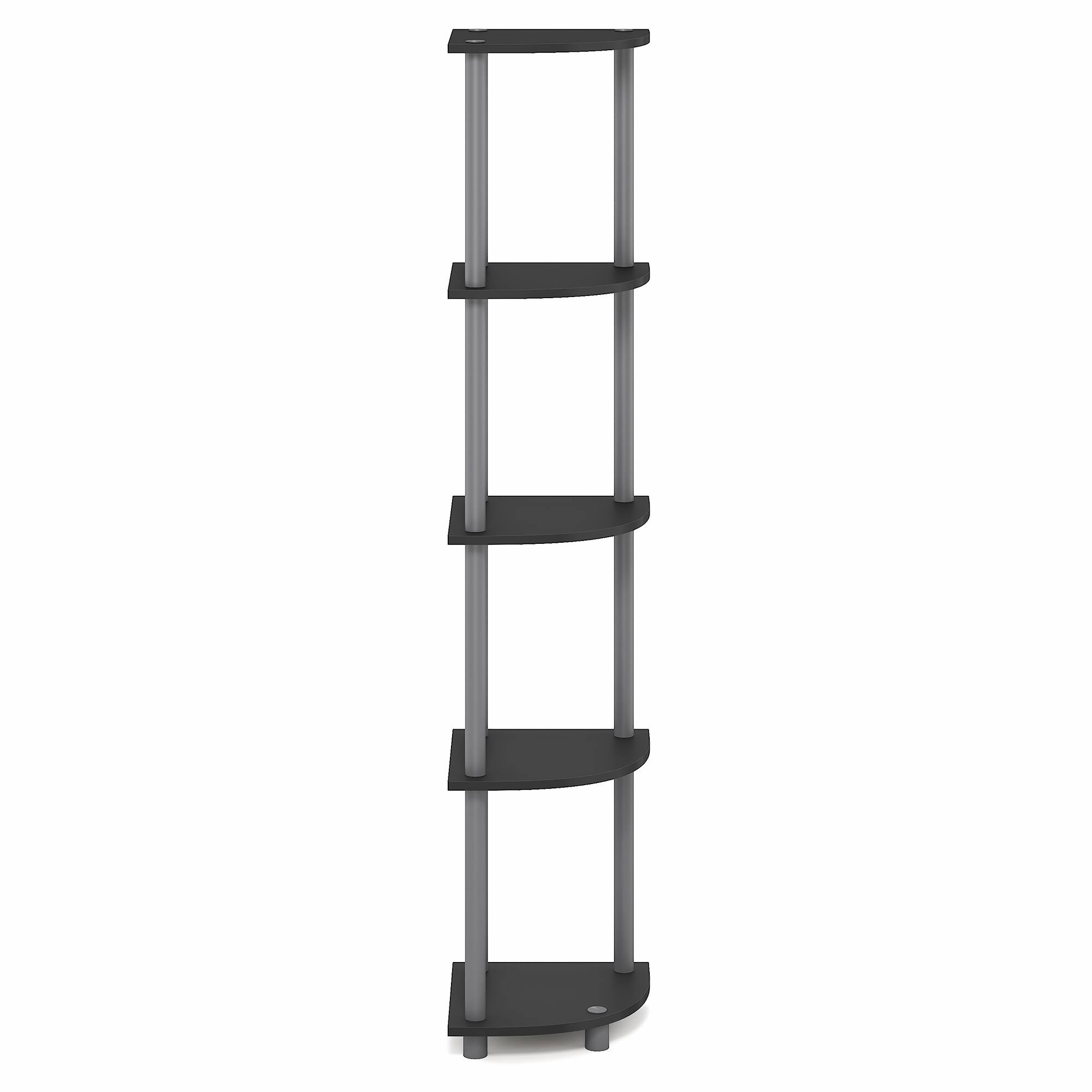 Alt View 7. Furinno - TURN-N-TUBE 5 Tier Corner Shelf, Corner Bookshelf, Display Shelf for Living Room, Bedroom - Black/Grey.