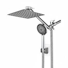 Dazzed Corner - 8” Rain Shower Head & Handheld Combo with Adjustable Arm - Silver