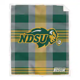 Pegasus - NDSU Bison 60- x 70- Plaid Steel Ultra Cozy Sherpa Blanket - Multicolor