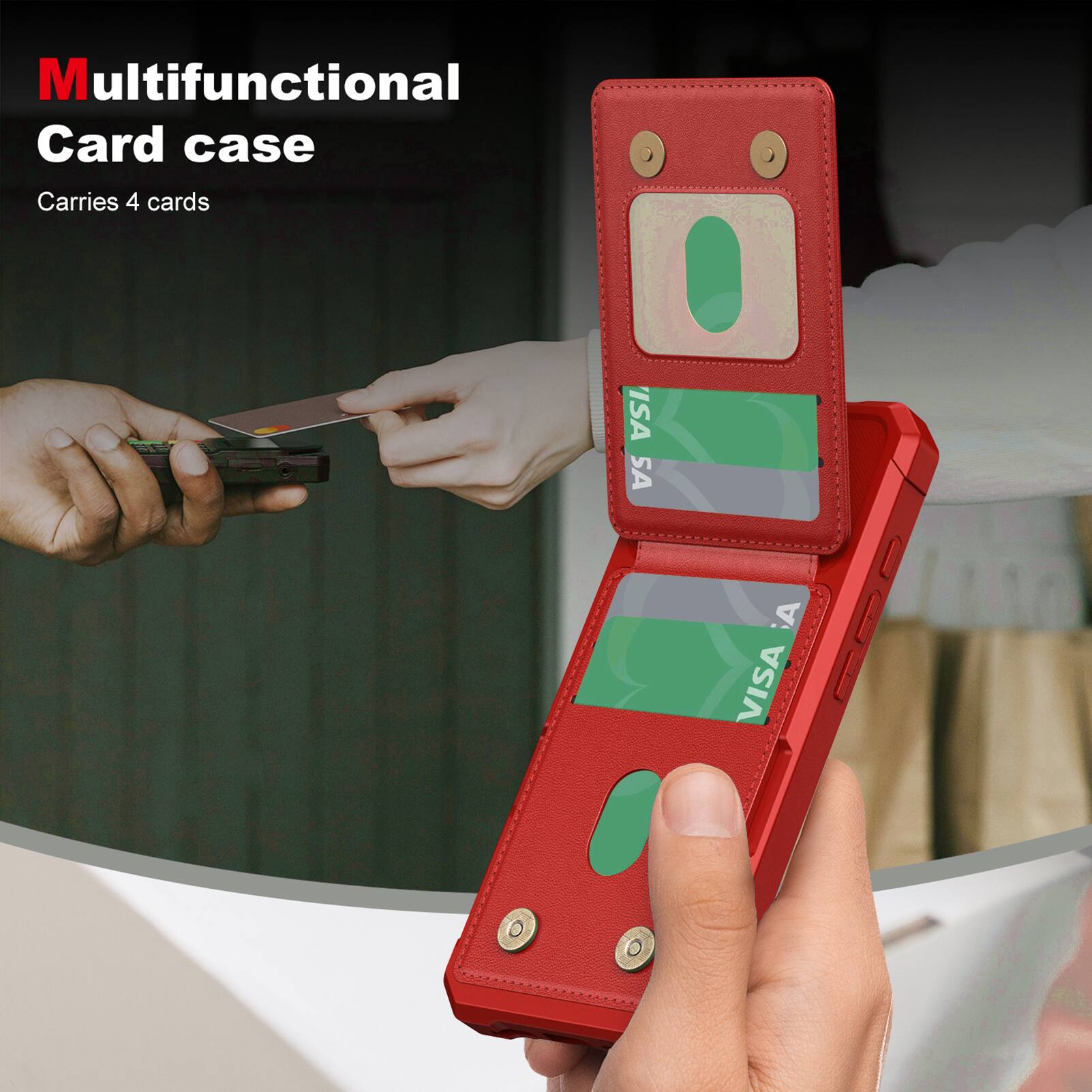 Multifunctional Card case  
Carries 4 cards