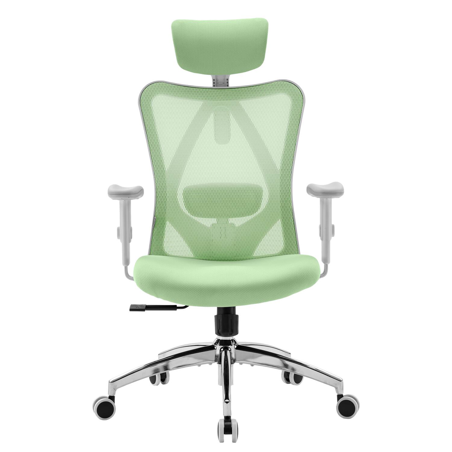 Angle. SIHOO - M18 Ergonomic Office Chair, Computer Desk Chair with Adjustable Headrest, High Back Swivel Chair for Home Office - Green.