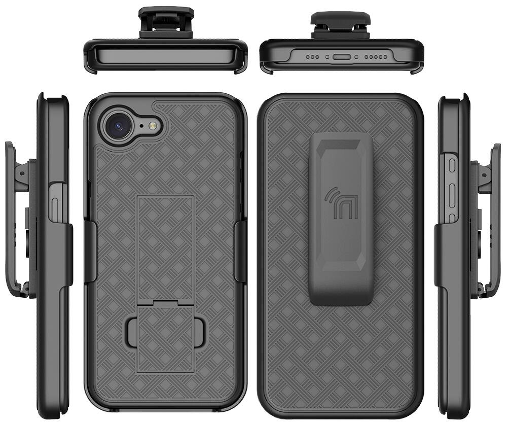 Alt View 9. Nakedcellphone - Combo for Apple iPhone 17e / 16e - Slim Case and Belt Clip Holster - Black.