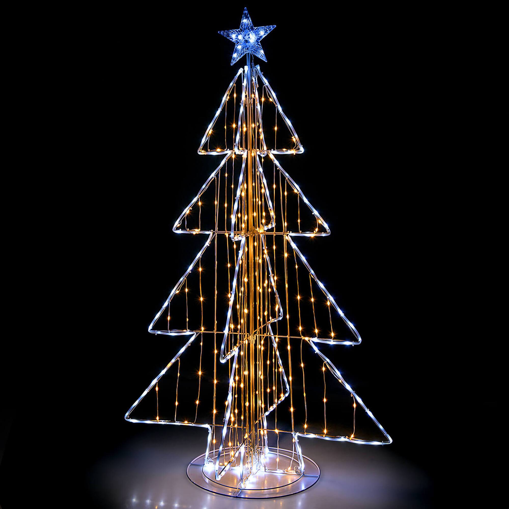 Alt View 2. Costway - Costway 5FT Animated Christmas Tree with 252 Warm 202 Cold LED Lights Zip Ties & Stakes - White.