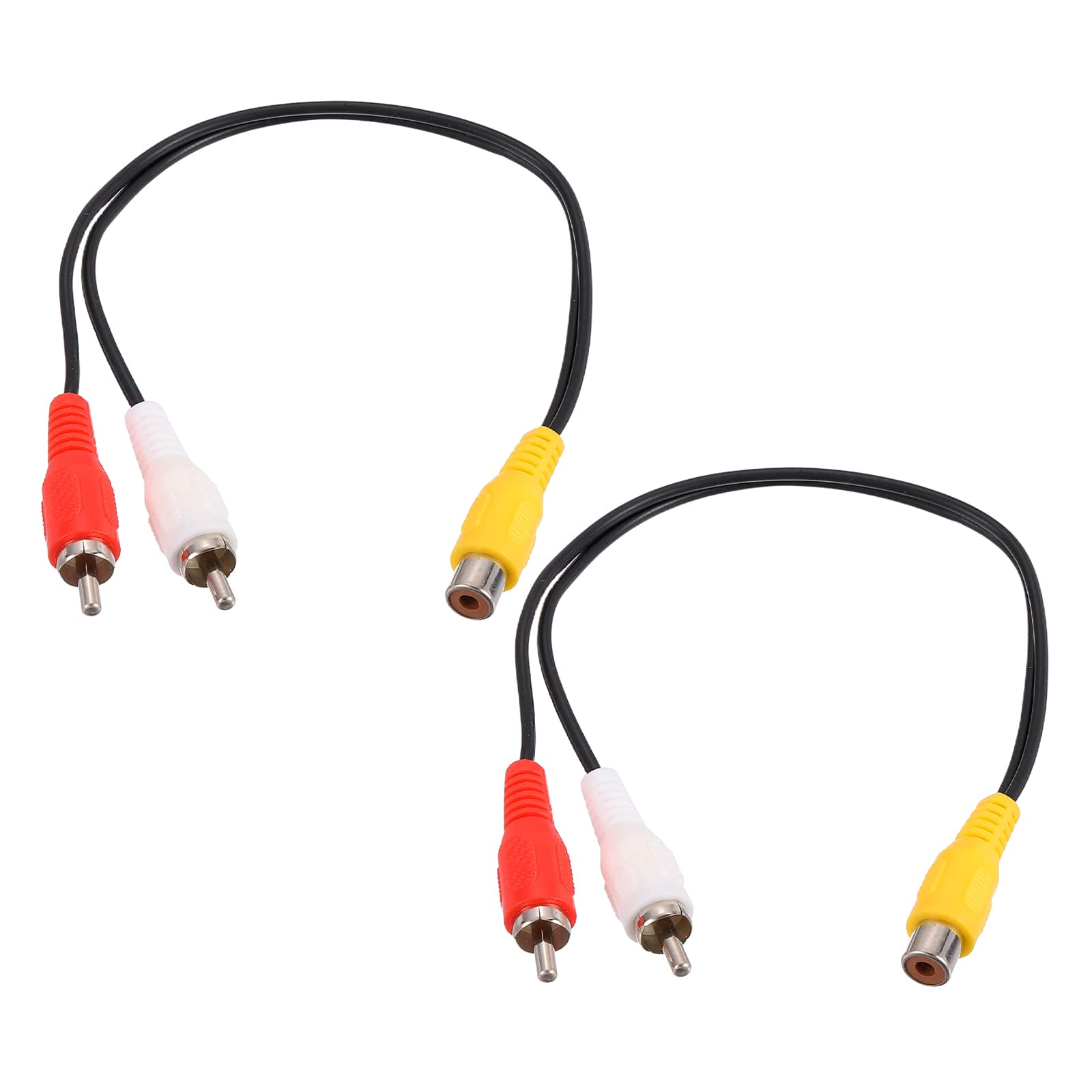 Unique Bargains - 2pcs RCA Y-Splitter Cable, 1 RCA Female to 2 RCA Male, 10in, Stereo Audio Video AV for Amplifier Home Theater - Black
