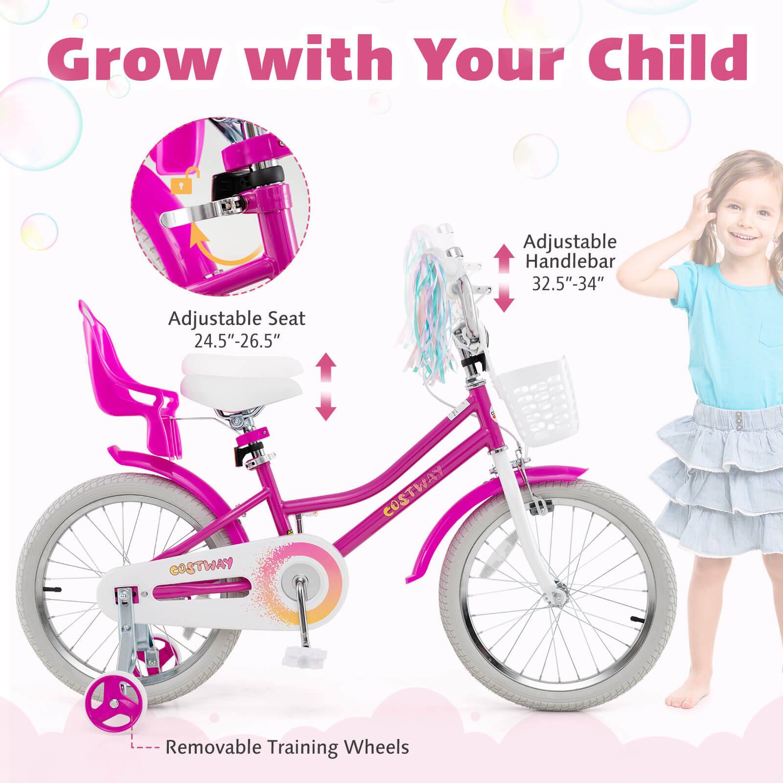 Grow with Your Child

1 Adjustable Handlebar 32.5"-34"
2 Adjustable Seat 24.5"-26.5"
COSTWAY YAWT205
Removable Training Wheels
