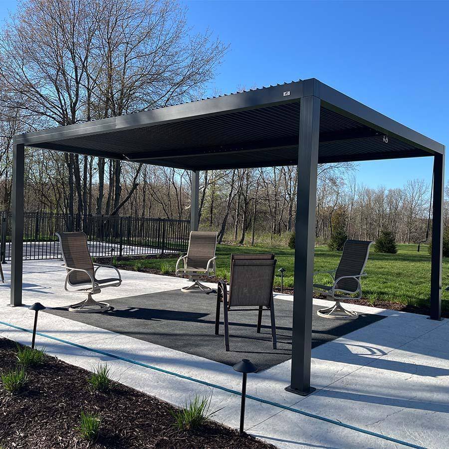 PURPLE LEAF Louvered Pergola Outdoor Gray Aluminum Pergola with