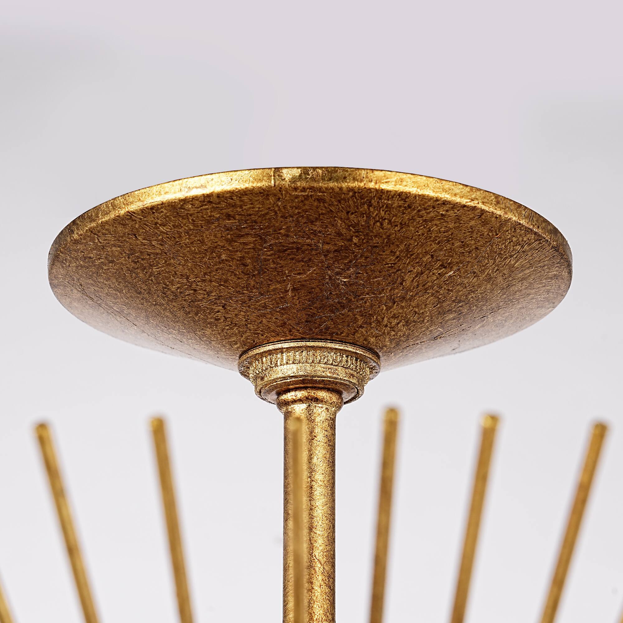 Alt View 6. Parrot Uncle - 17 Inch Mid Century Modern Sunburst 3 Light Semi Flush Mount Ceiling Light - Gold.
