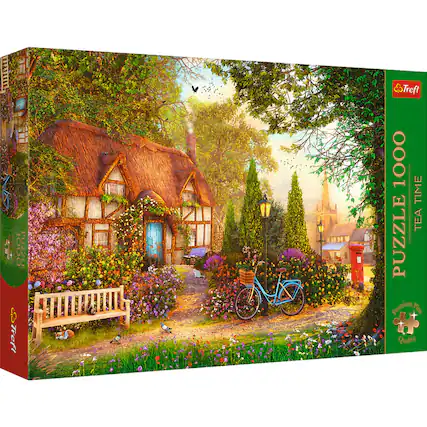 Sure, here is the corrected and grouped text from the image:
---
**Trefl**
**PUZZLE 1000**
**TEA TIME**
**Premium Plus Quality**
**Trefl**
**PUZZLE**
---
This text is arranged as follows:
- "Trefl" appears twice, once at the top left and once at the bottom left.
- "PUZZLE 1000" is on the right side.
- "TEA TIME" is below "PUZZLE 1000".
- "Premium Plus Quality" is at the bottom right.
- "PUZZLE" is at the bottom left.