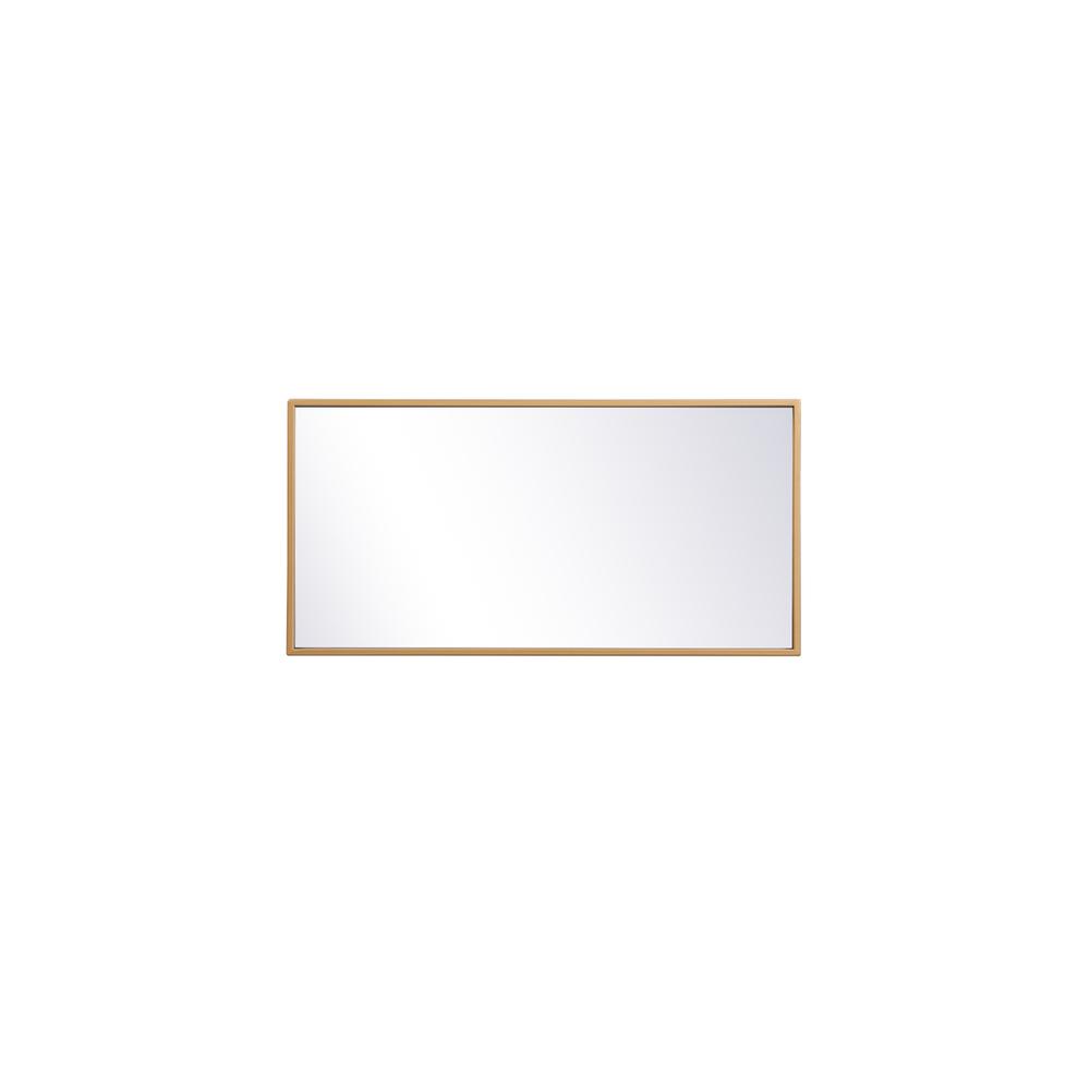 Back. Elegant Decor - Metal frame rectangle mirror 14x28 inch in brass - Brass.
