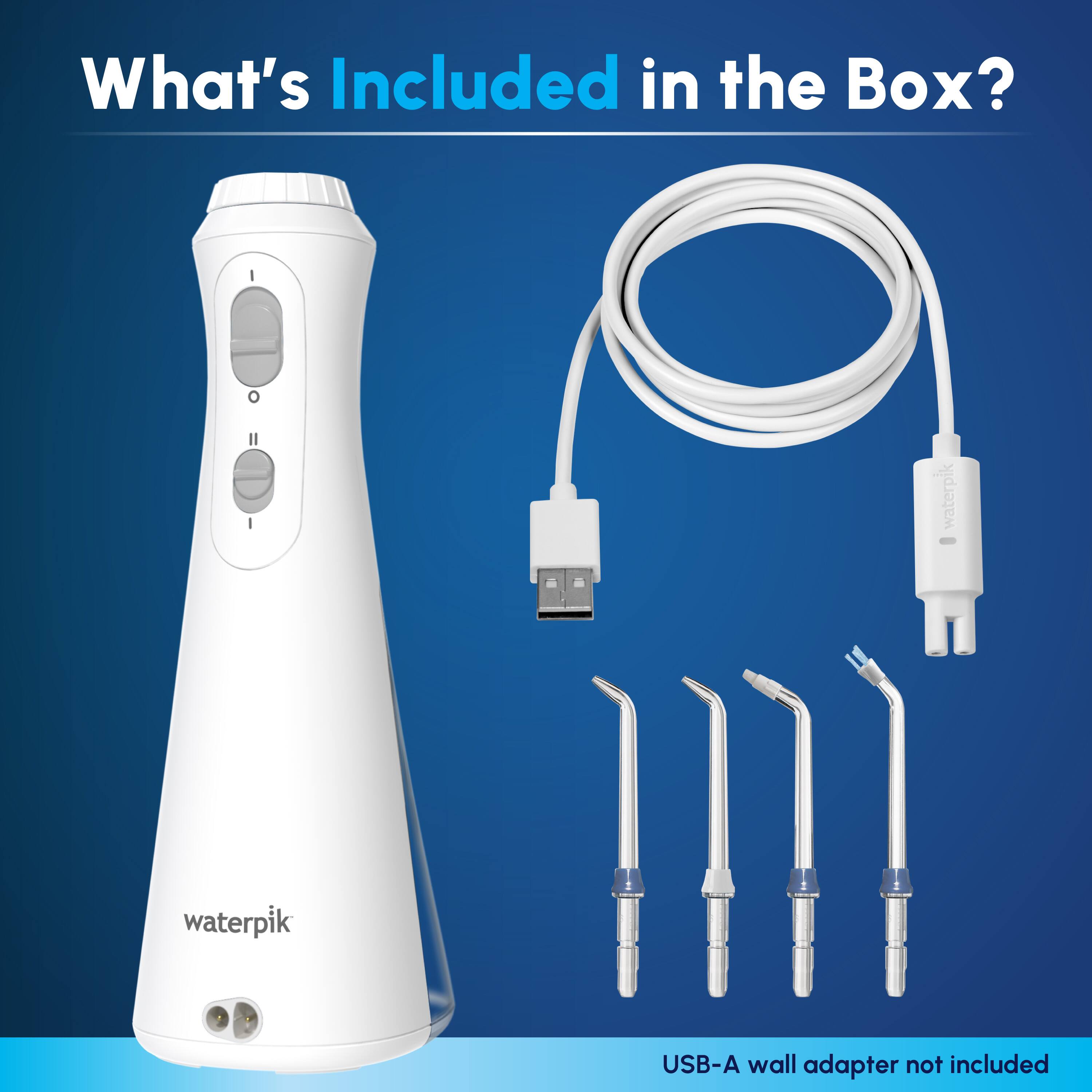 What's Included in the Box? waterpik, USB-A wall adapter not included