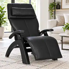 Human Touch - Perfect Chair PC-420 Classic Manual Plus Zero Gravity Chair Recliner with Solid Wood Base - Matte Black / Black SofHyde / Comfort