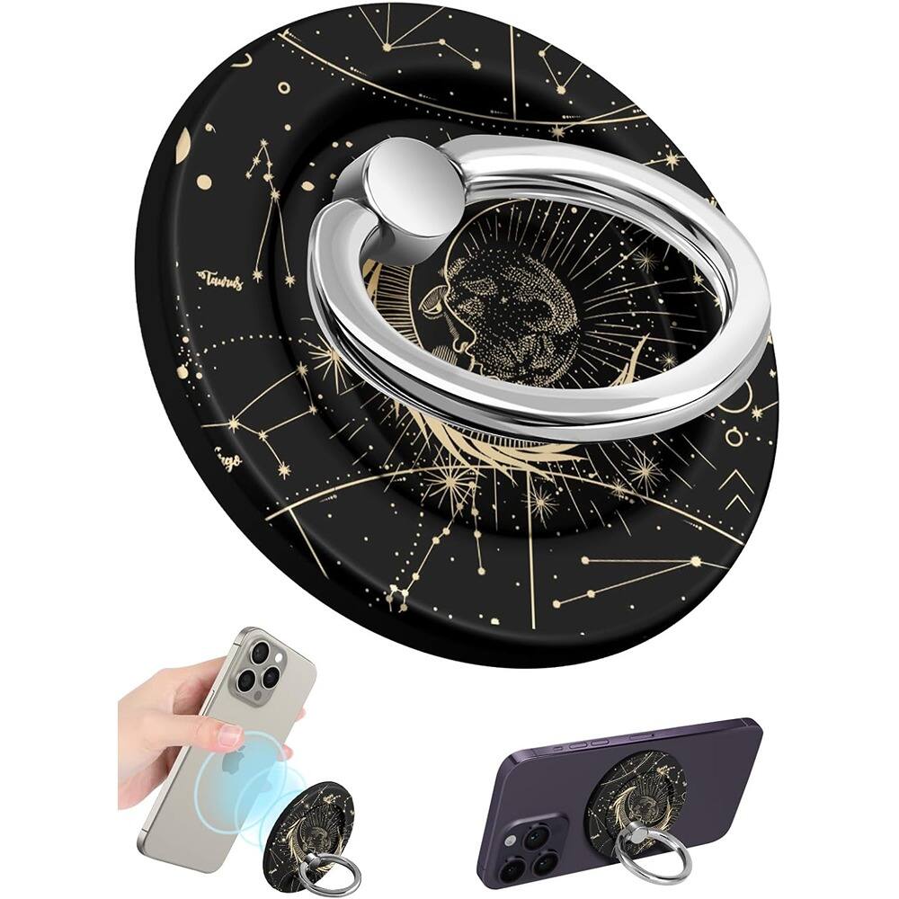 PARKER SLATER - Magnetic Phone Ring Holder – Cute Sun Moon Grip Stand - Blue, Purple, Silver
