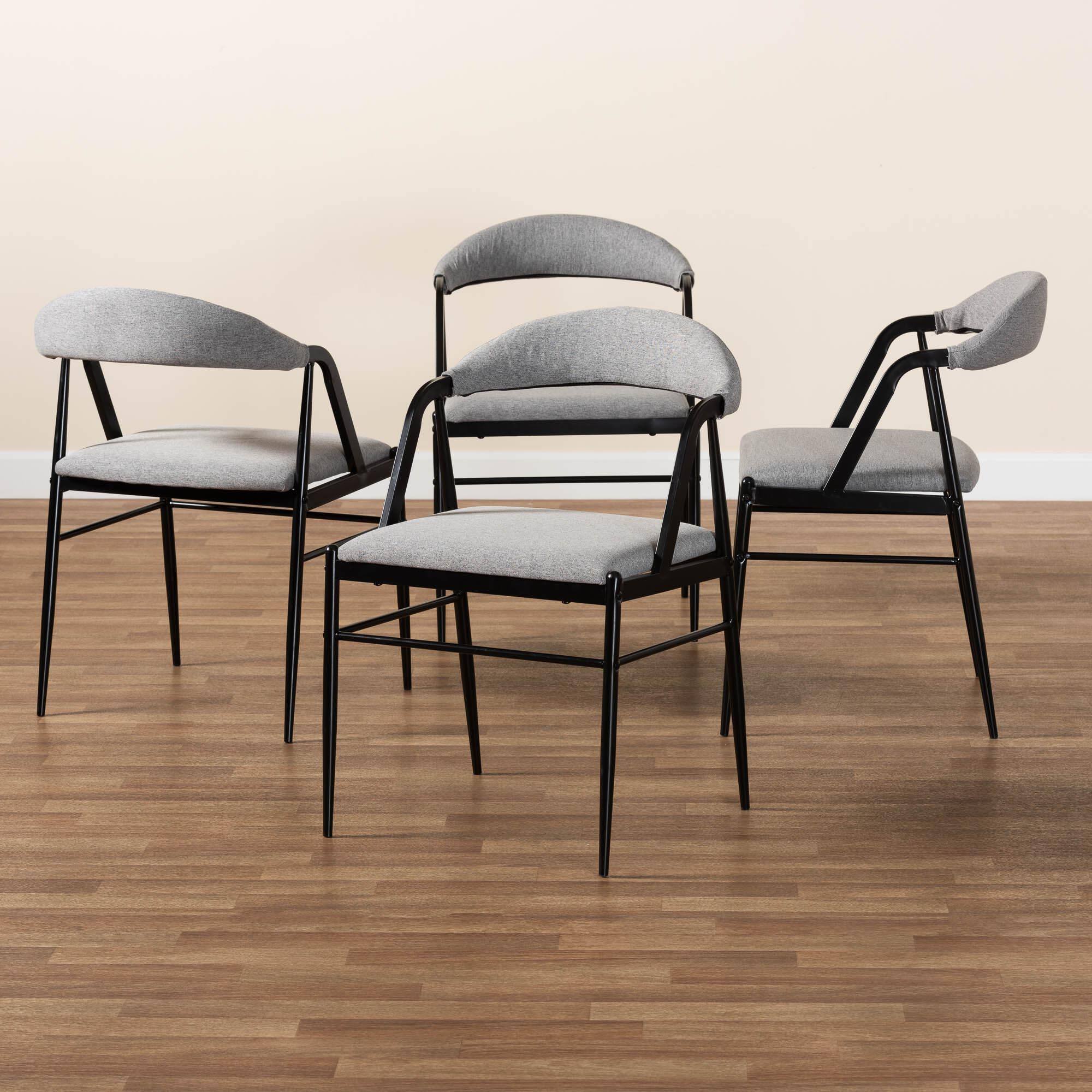 Alt View 6. Baxton Studio - Orrin Modern Industrial Fabric and Metal 4-Piece Dining Chair Set - Grey/Black.