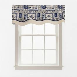 RLF Home - 100% Cotton Lakewood Trimmed Glory Lined Window Valance 50" x 17" - Ivory