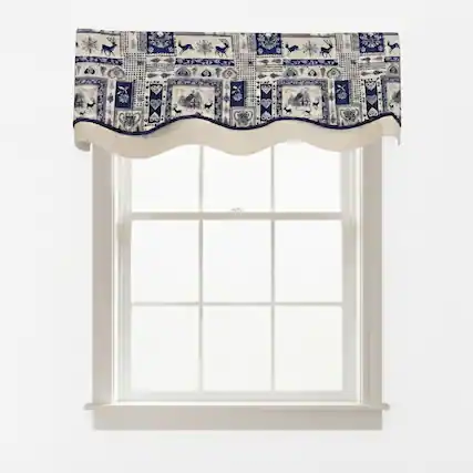 Front. RLF Home - RLF Home 100% Cotton Lakewood Trimmed Glory Lined Window Valance 50" x 17" Ivory - Ivory.