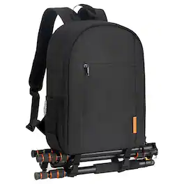 TARION - Small Camera Backpack Bag DSLR Camera Bag with 14" Laptop Compartment & Waterproof Rain Cover TBM - Black