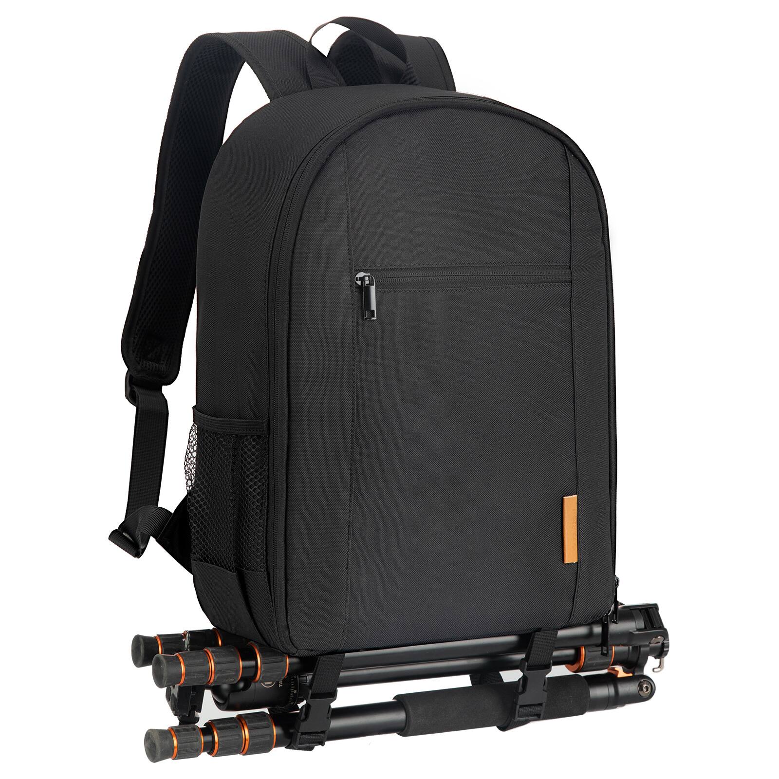 Front. TARION - TARION Small Camera Backpack Bag DSLR Camera Bag with 14" Laptop Compartment & Waterproof Rain Cover TBM - Black.