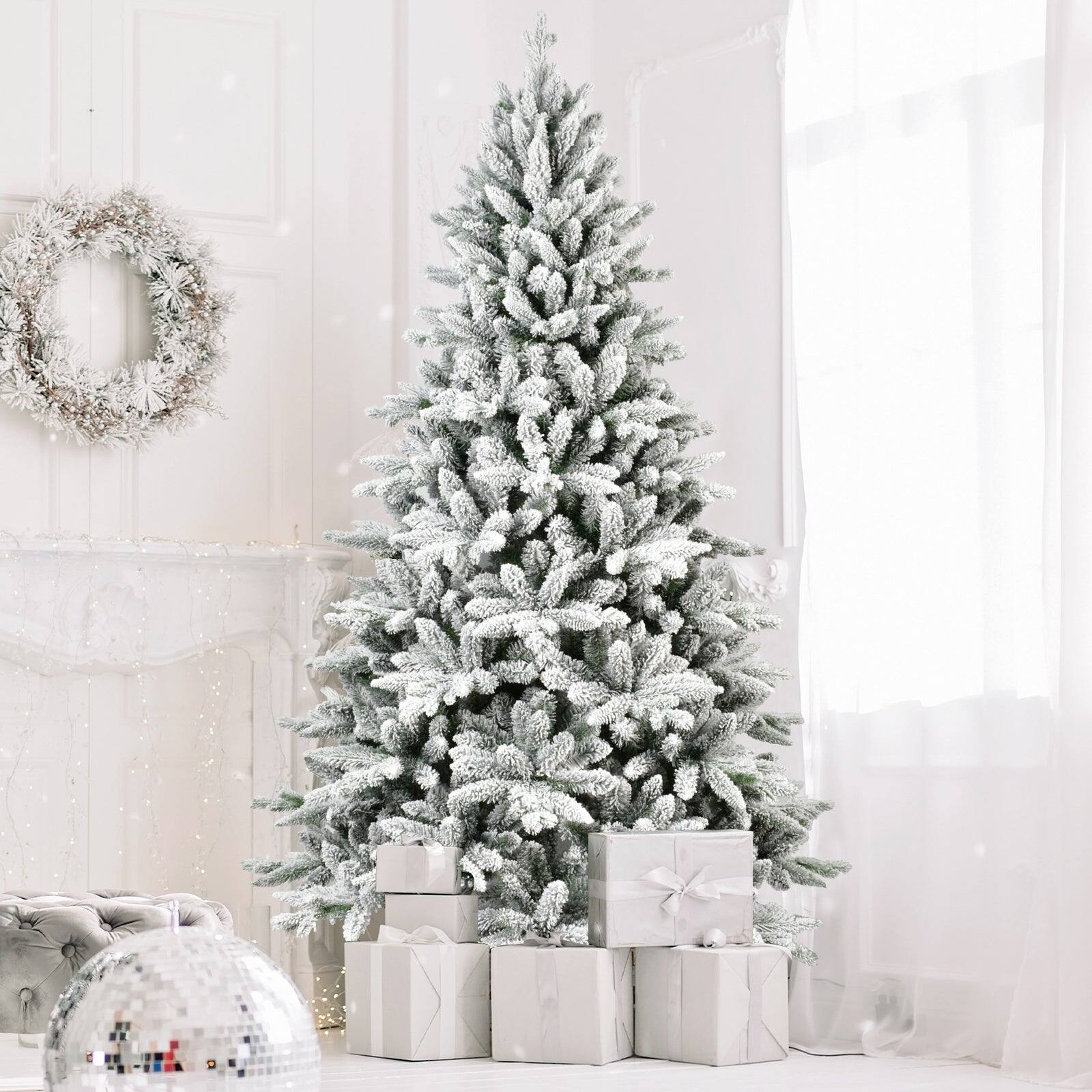 Alt View 7. BreeBe - 7ft Flocked Christmas Tree with 1514 Tips - White.