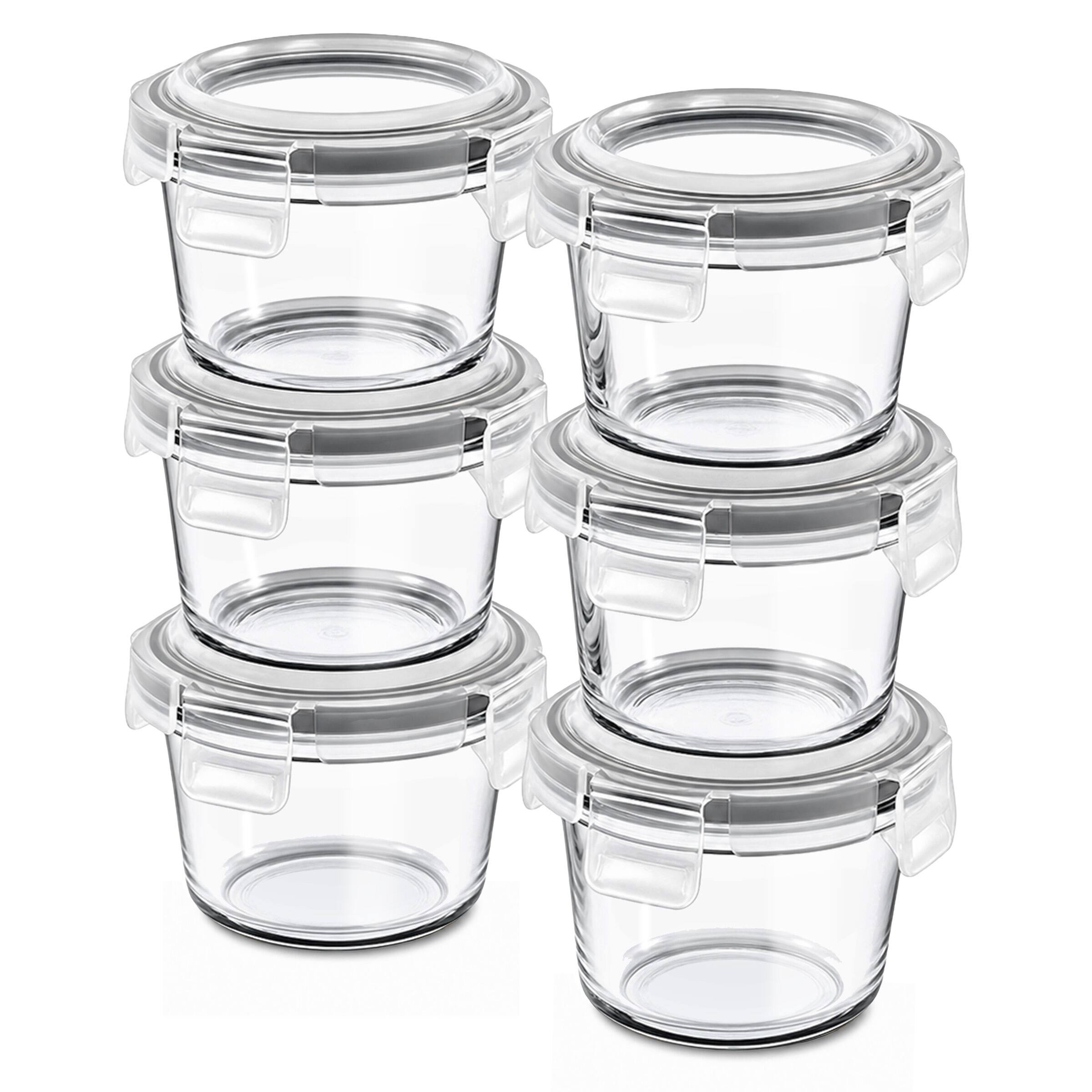 Alt View 8. Sorbus - 6-Pack 4.3oz/130ml Round Glass Meal Prep Containers with Lids - Clear.