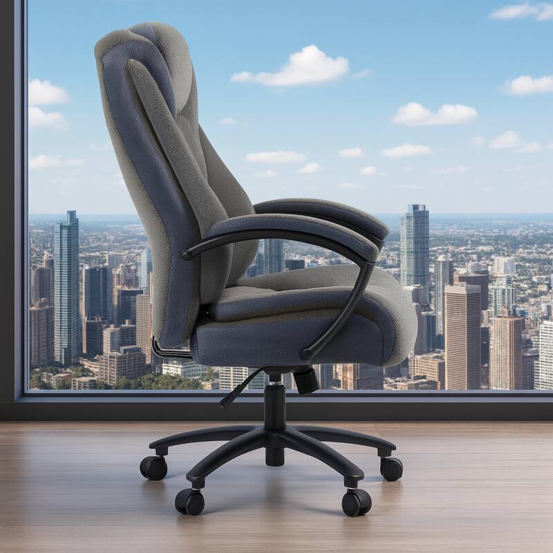 Alt View 1. HTUTWOO - High Back Office Chair, Skin-Friendly Cotton Fabric Adjustable Height Desk Chair, 300LBS for Home,Office & Study - Grey.