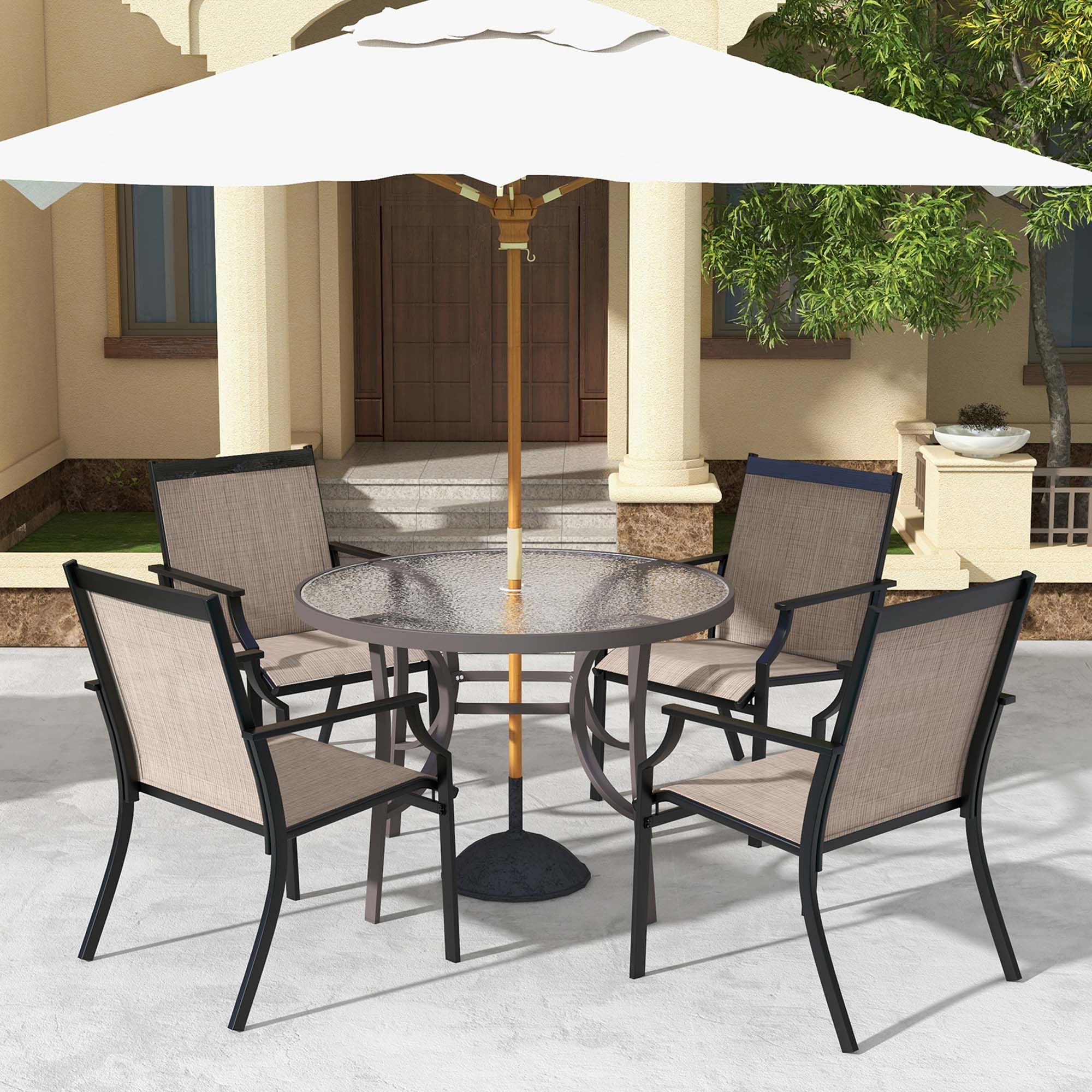 Alt View 2. Costway - Costway 2 Piece Patio Dining Chairs Large Outdoor Chairs with Breathable Seat & Metal Frame - Coffee.