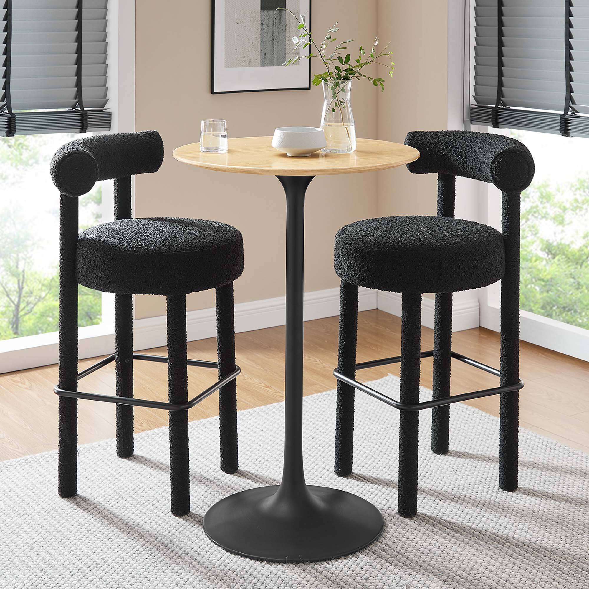 Front. Modway - Lippa Round Wood Bar Table - Black Natural.