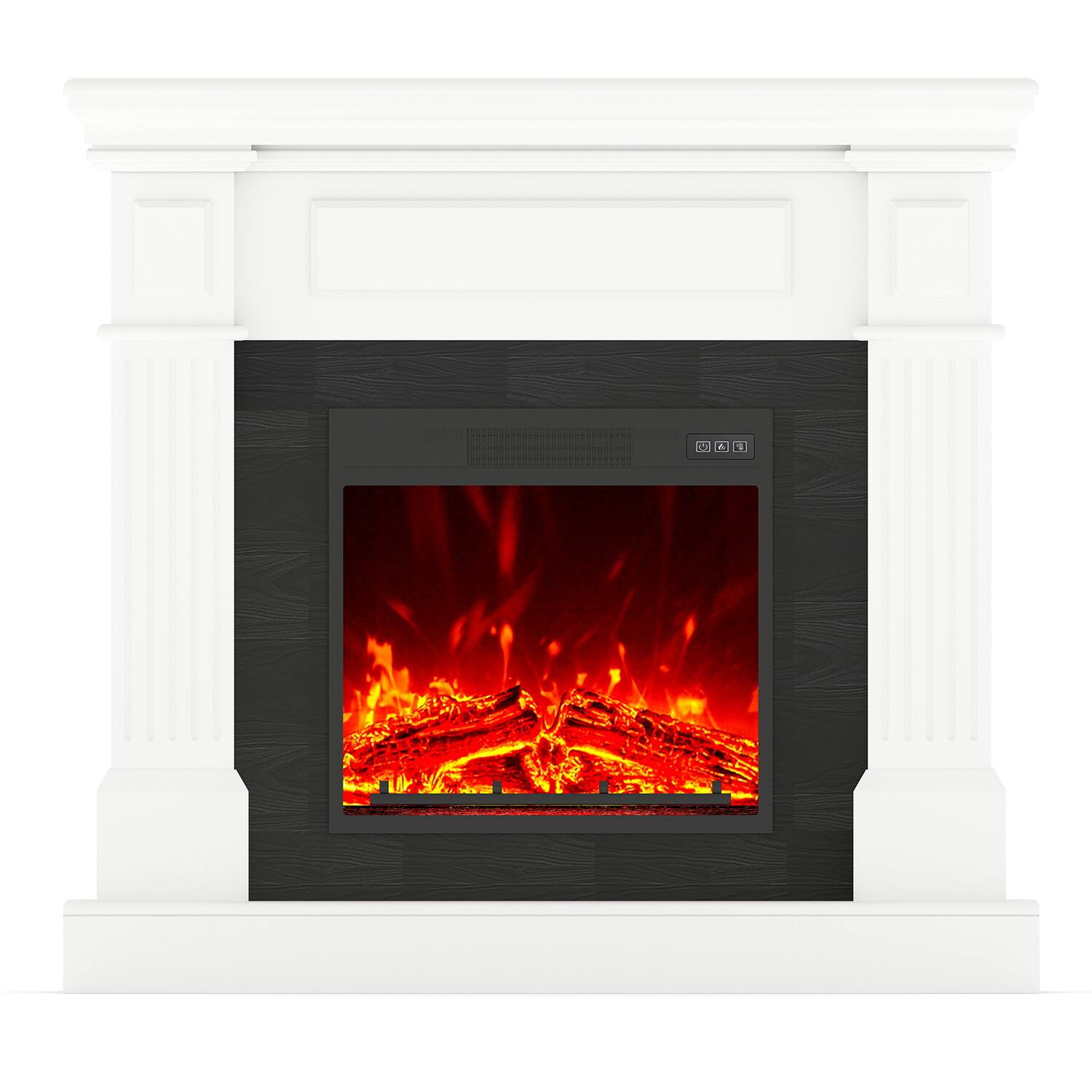 Back. Fehokinch - 40" White Electric Fireplace Mantel with Realistic 3D Flames, Remote Control & 1500W Heater - White.