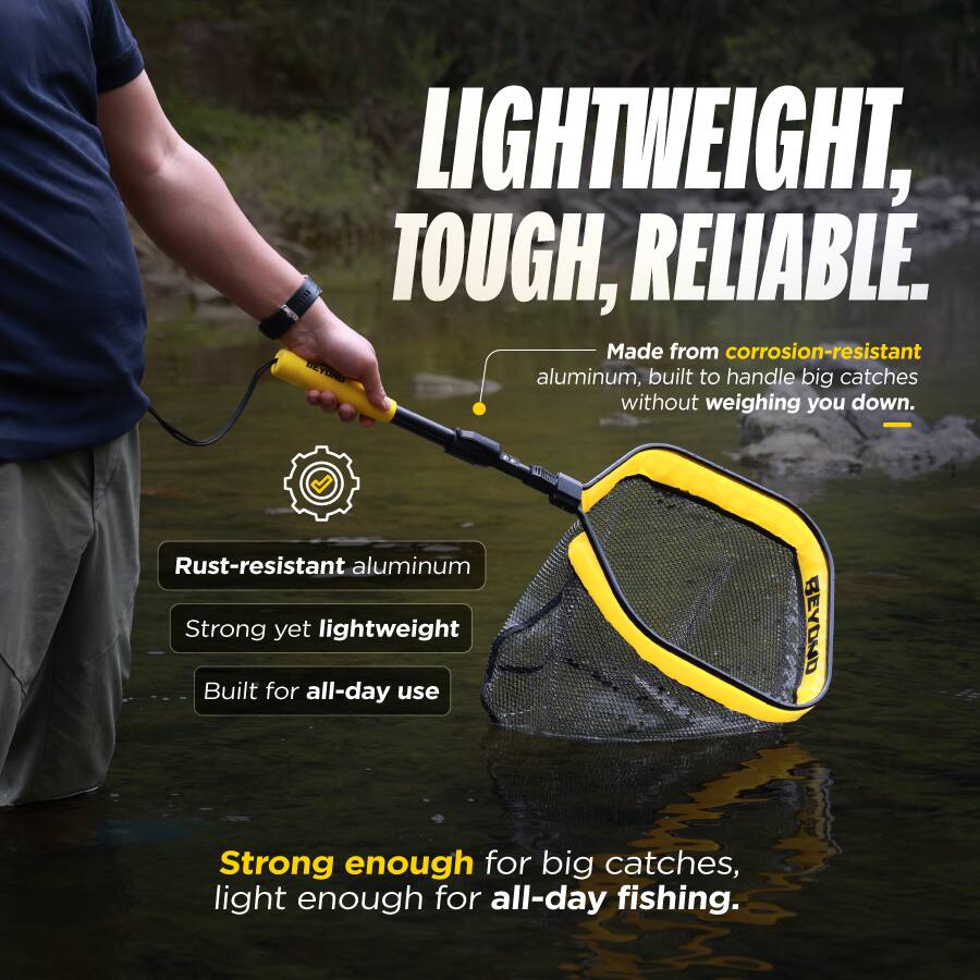LIGHTWEIGHT, TOUGH, RELIABLE.

Made from corrosion-resistant aluminum, built to handle big catches without weighing you down.

- Rust-resistant aluminum
- Strong yet lightweight
- Built for all-day use

Strong enough for big catches, light enough for all-day fishing.