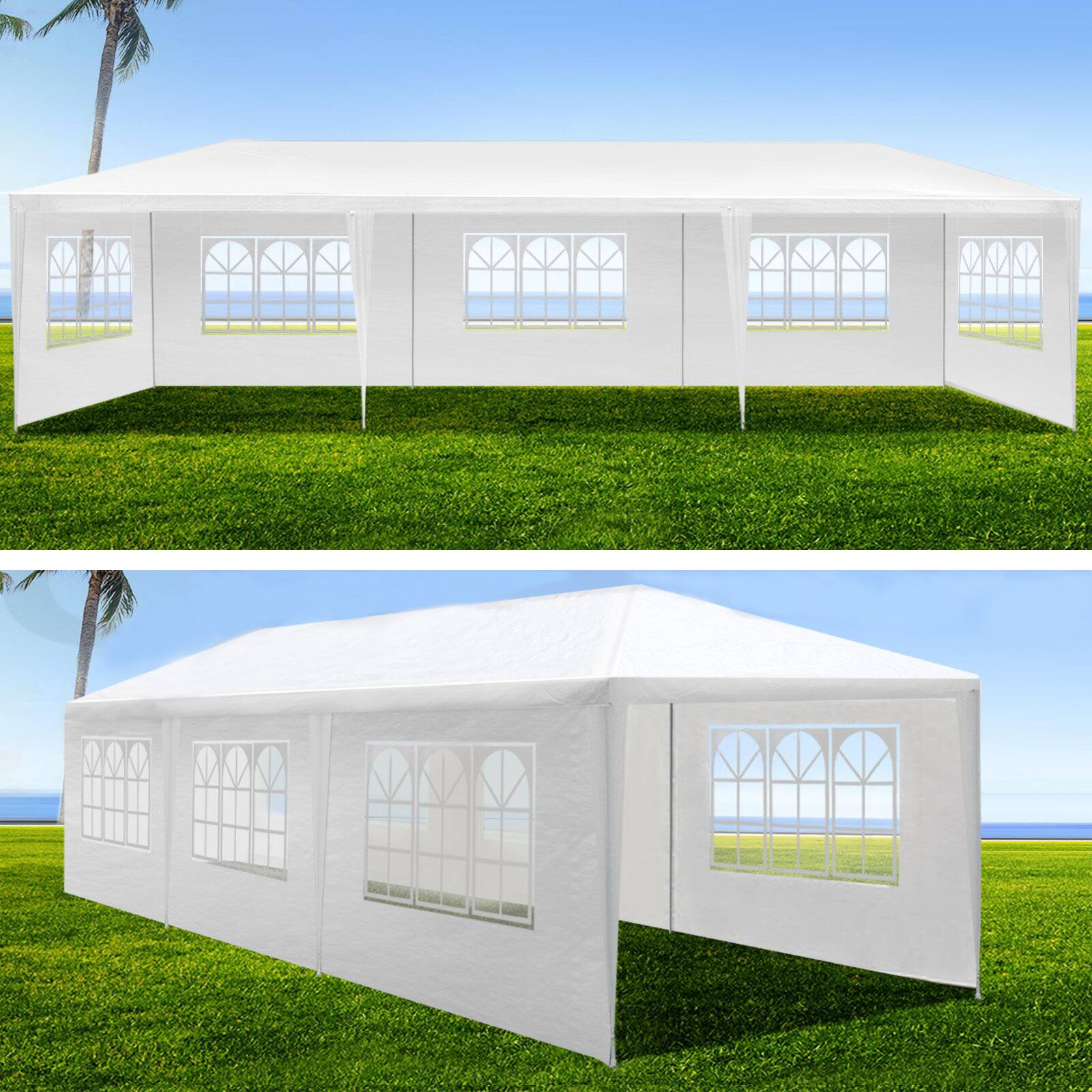 Alt View 1. Tiramisubest - 10x30' Outdoor Garden Gazebo Wedding Party Tent Canopy Marquee with 8 Removable Sidewalls - White.