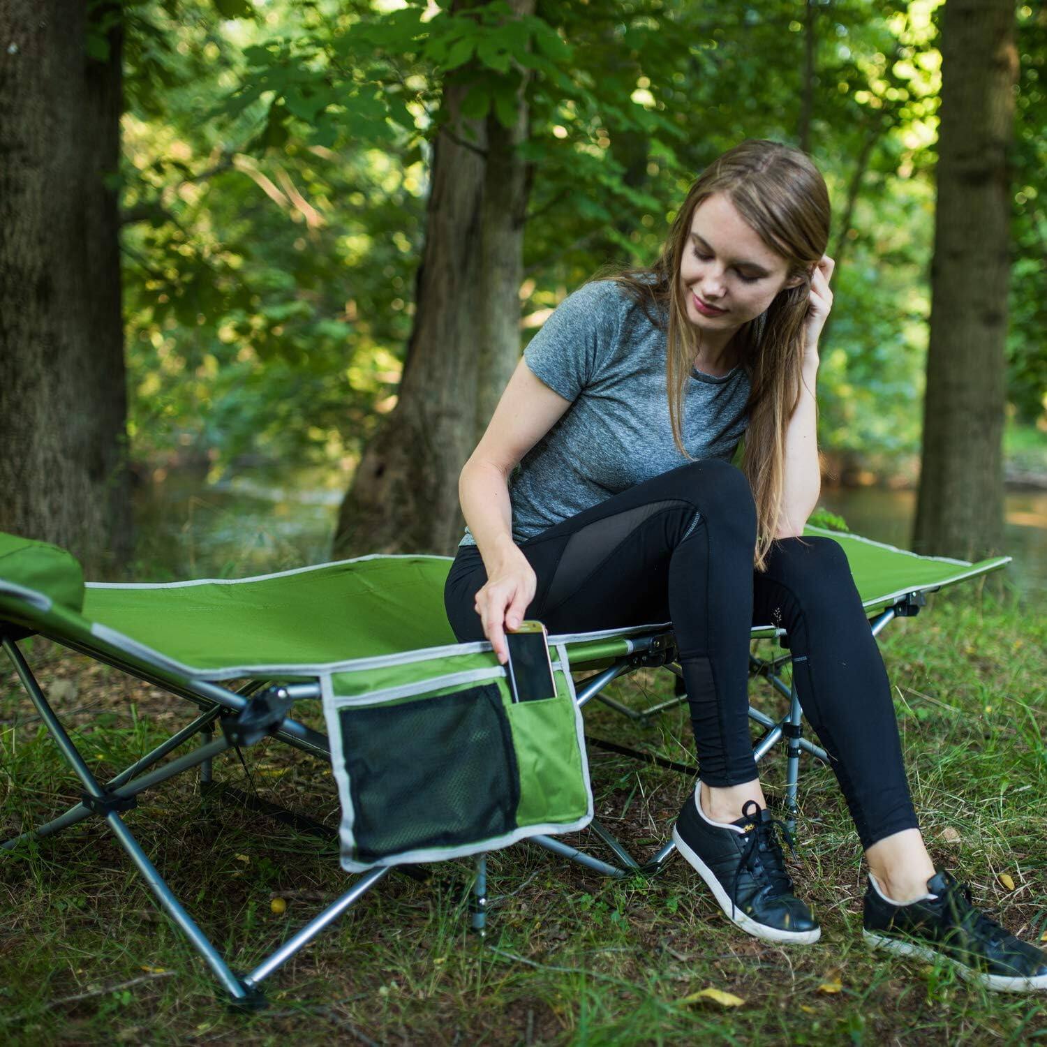 Alt View 4. Alpcour - Alpcour Folding Camping Cot - Compact Single Person Bed with Pillow for Indoor & Outdoor Use - Army Green - Army Green.