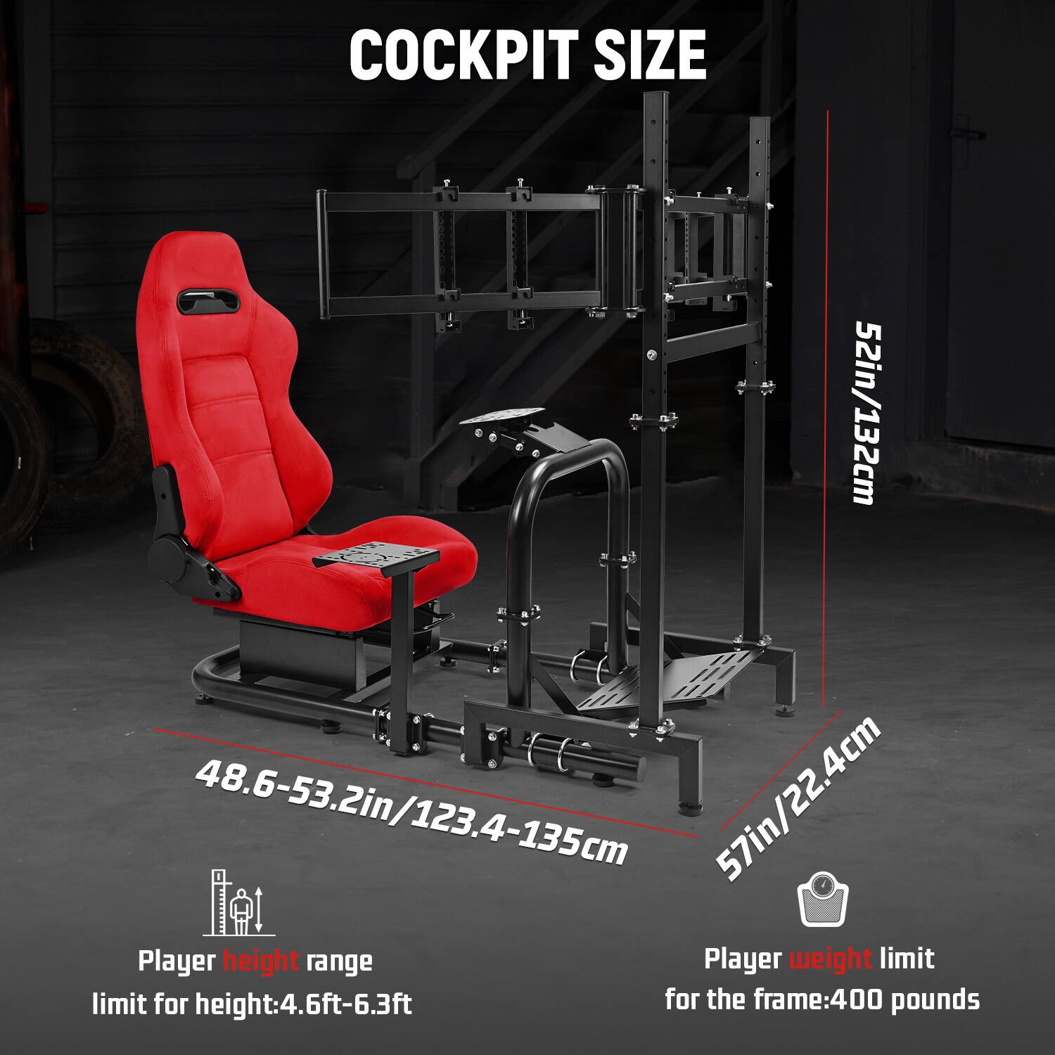 Dardoo Racing Sim Cockpit with Triple Monitor Mount and Seat Fit for ...