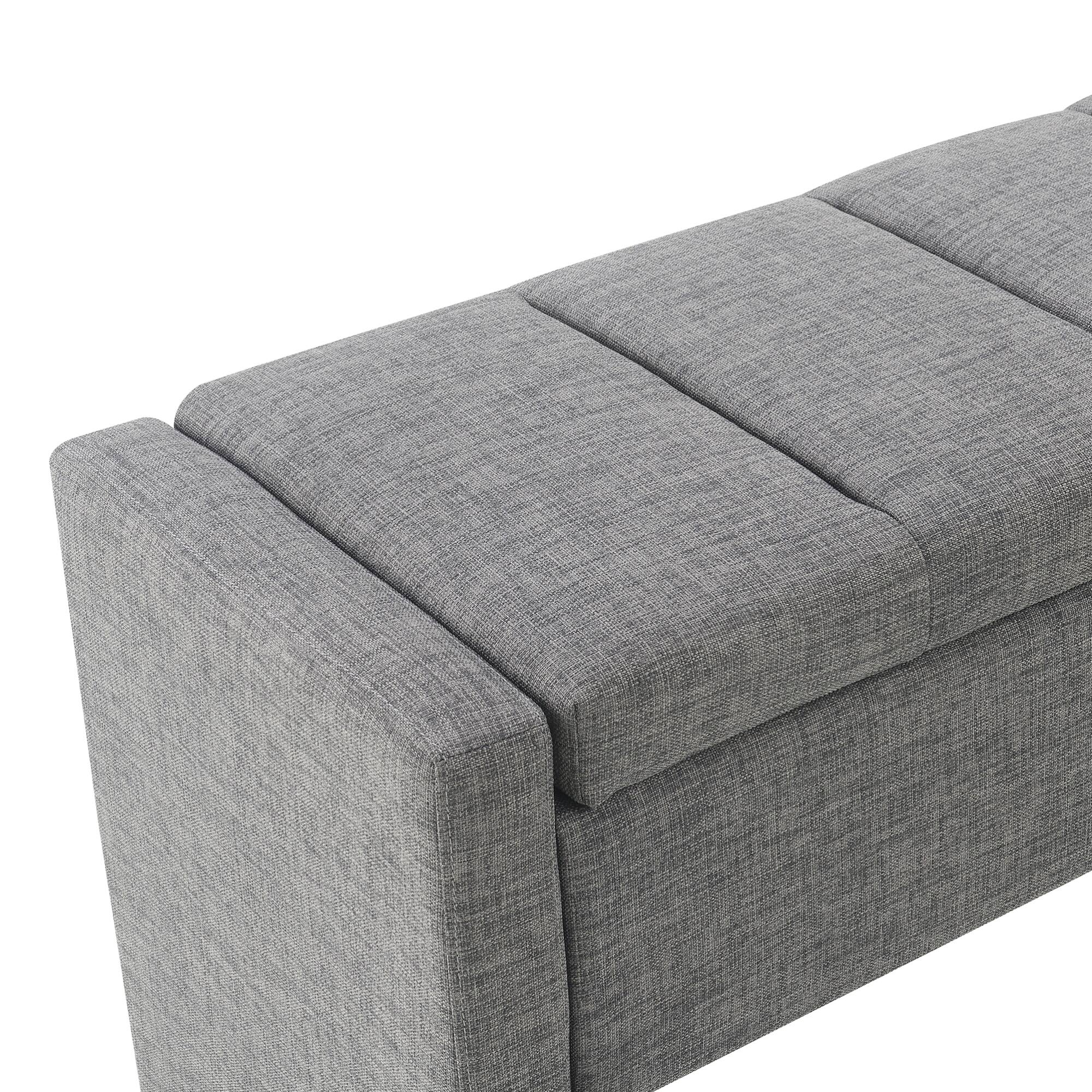Alt View 4. GOODSILO - Upholstered Storage Bench with Comfortable Linen Fabric, Multi-Functional Footrest Ottoman for Living Spaces - DARK GREY.
