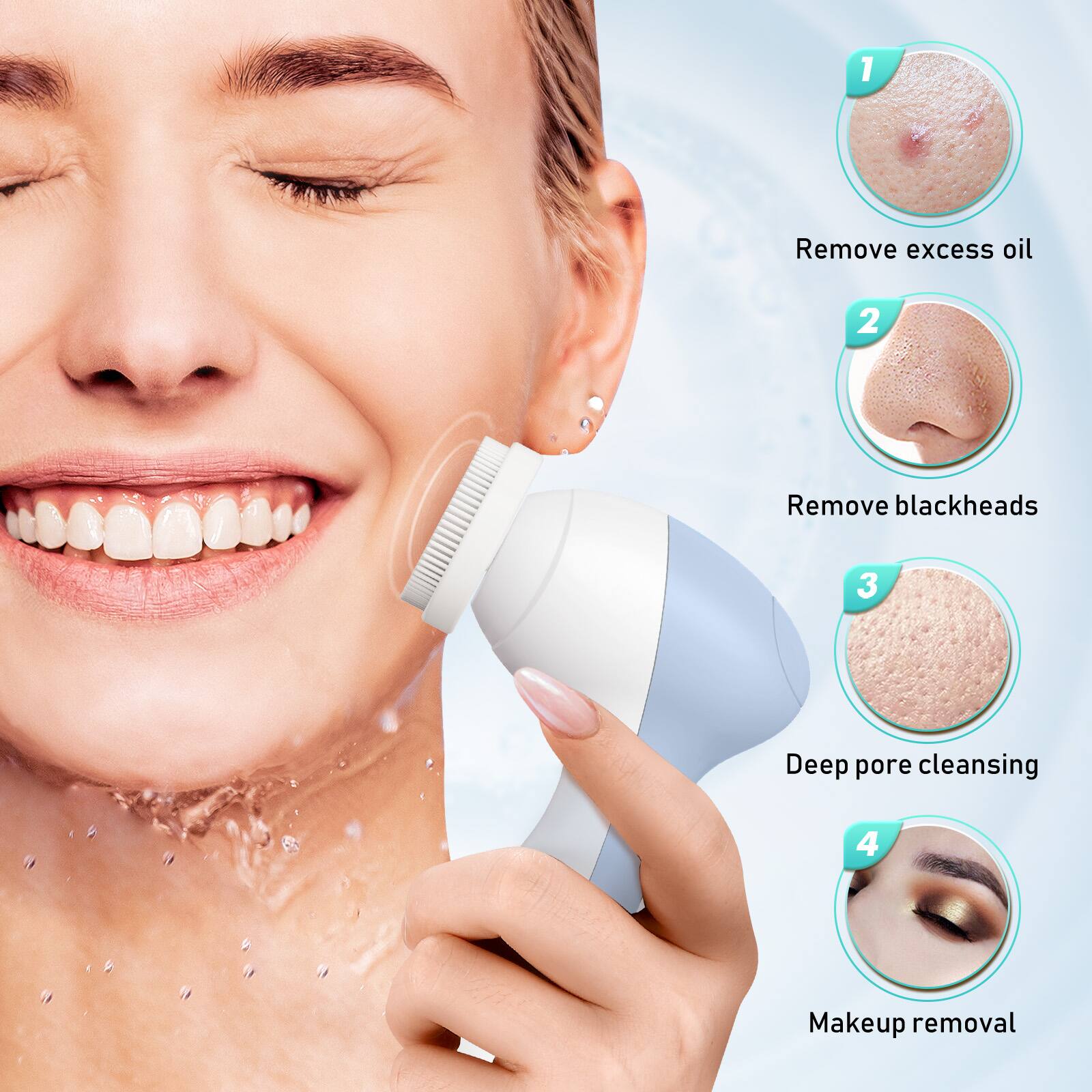 1. Remove excess oil
2. Remove blackheads
3. Deep pore cleansing
4. Makeup removal