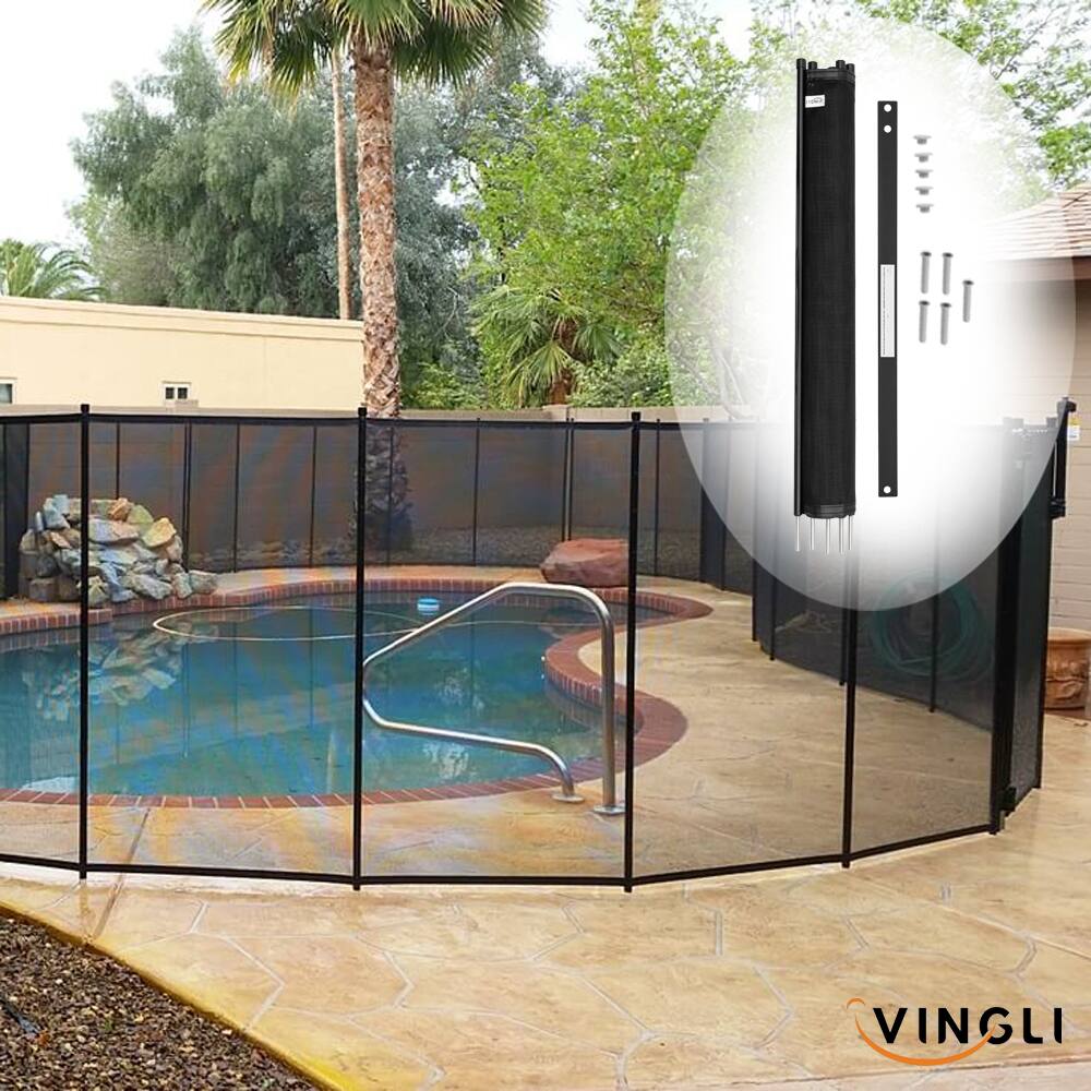 Alt View 5. Winado - 4x12FT Swimming Pool Mesh Fence, Storage Guardrail for Outdoor Swimming Backyard Garden Above Ground Pool Safety Fencing - Black.
