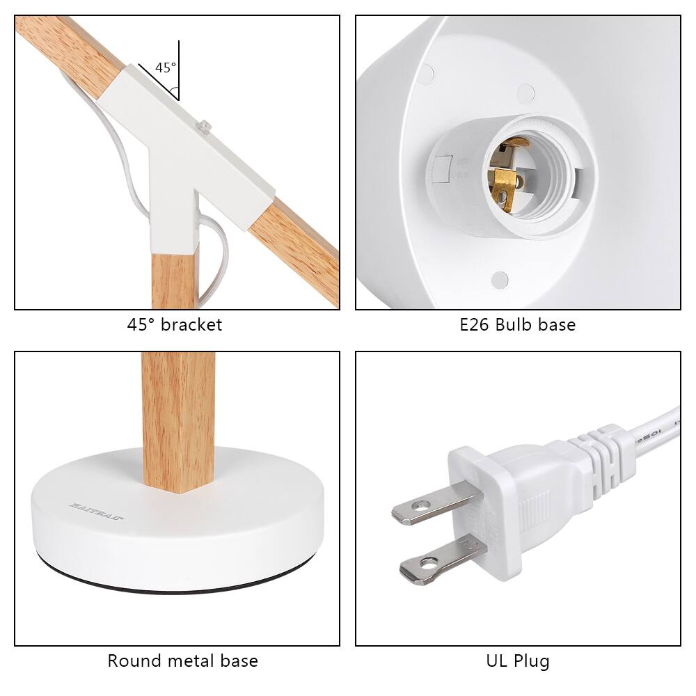 45° bracket  
E26 Bulb base  
Round metal base  
UL Plug