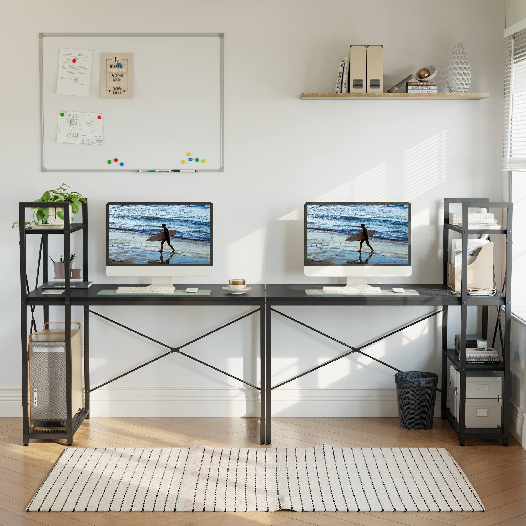 Alt View 13. Bestier - Bestier Writing Desk with Bookshelf - 47" wide - Black.