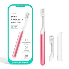 Cozy Serene - Sonic Toothbrush For Adults With Timer - Includes Extra Brush Head And Travel Cover Mount Electric - Pink-1 Count (Pack of 1)