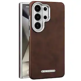 Dteck - Magnetic PU Leather Case for Samsung Galaxy S26 Ultra,Anti-Scratch Shockproof Hard PC Cover,Wireless Charging Compatible - Coffee