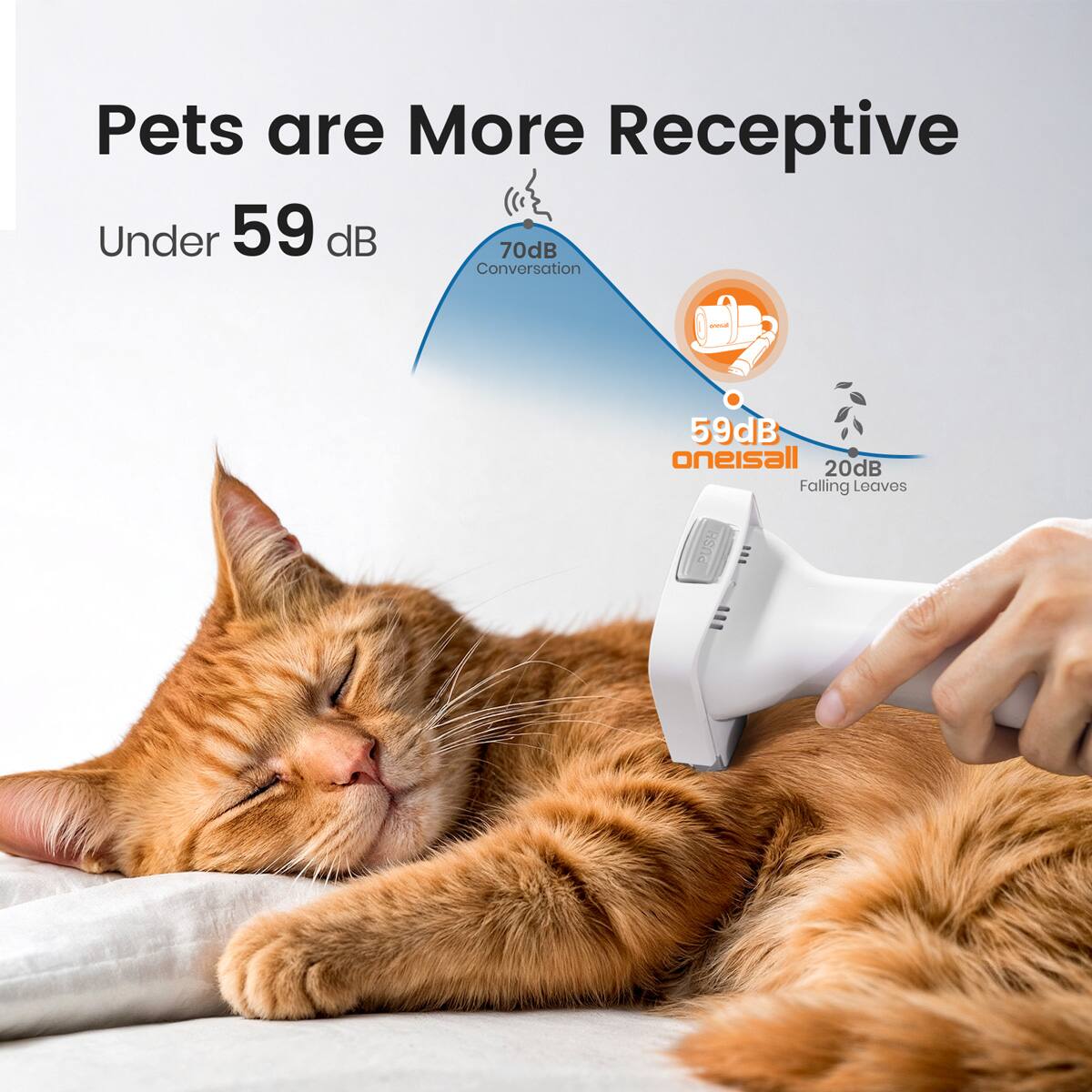 Pets are More Receptive
Under 59 dB
70dB Conversation
59dB oneisall
20dB Falling Leaves
PUSH