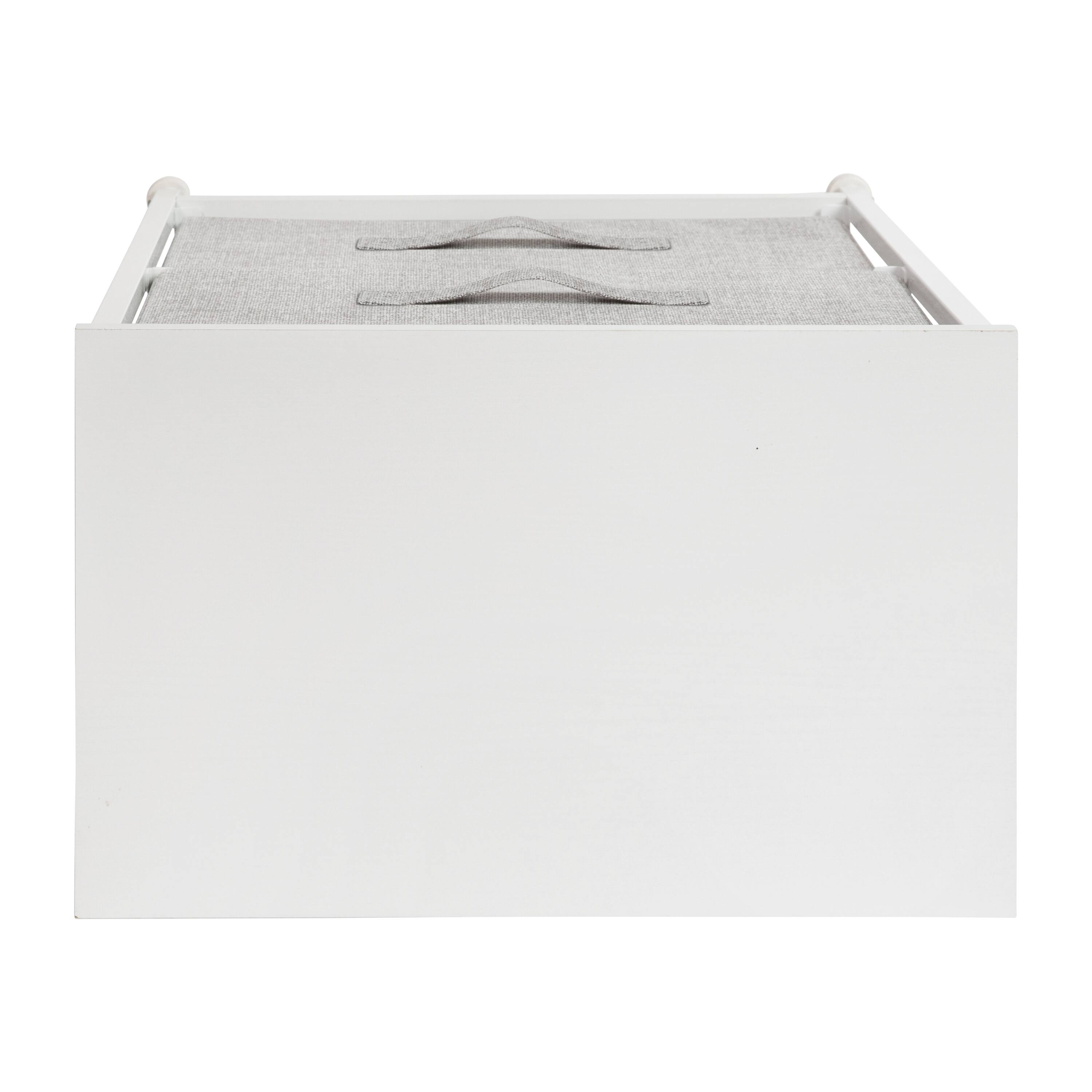 Alt View 8. Emma + Oliver - 2 Drawer Storage Stand with Wood Top & Dark Fabric Pull Drawers - Gray Drawers/White Frame.