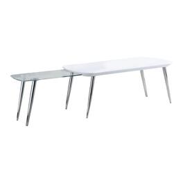 Manhattan Lane - Coffee Table with Pull Out Tabletop - White, Silver