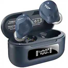 TOZO - NC9 Noise Cancel Earbuds Headphones, 59H, 6 Mics ENC Call, Stereo Bass, Waterproof, 32 EQ, Transparent/Low-Latency Mode - Blue