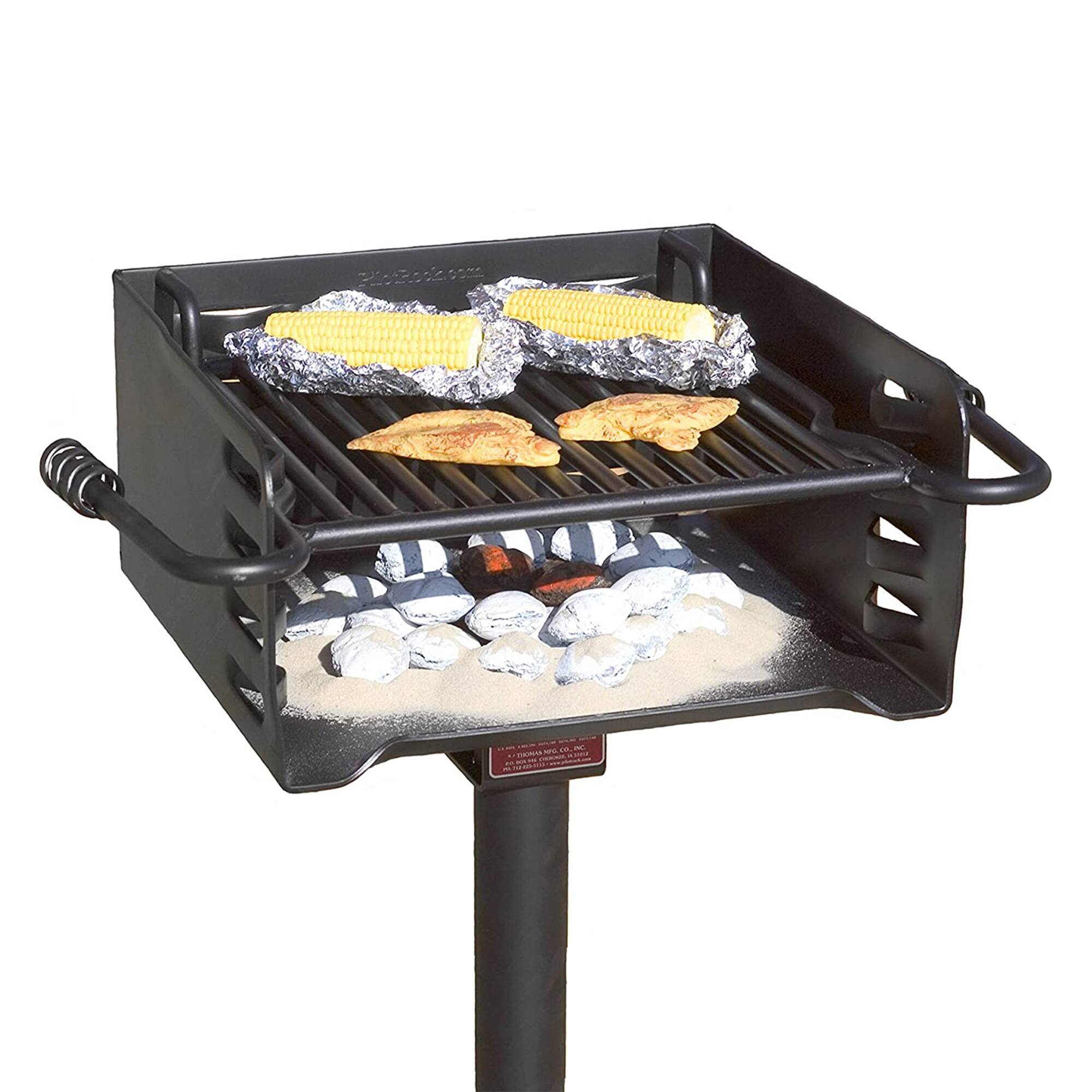 Alt View 7. Pilot Rock - Pilot Rock Park Style Steel Outdoor BBQ Charcoal Grill and Post, Black (3 Pack) - Black.