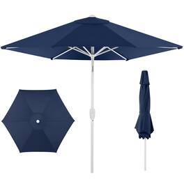 Best Choice Products - 7.5ft Patio Umbrella White Pole, Outdoor Market Umbrella Steel Pole - Navy - Navy Blue