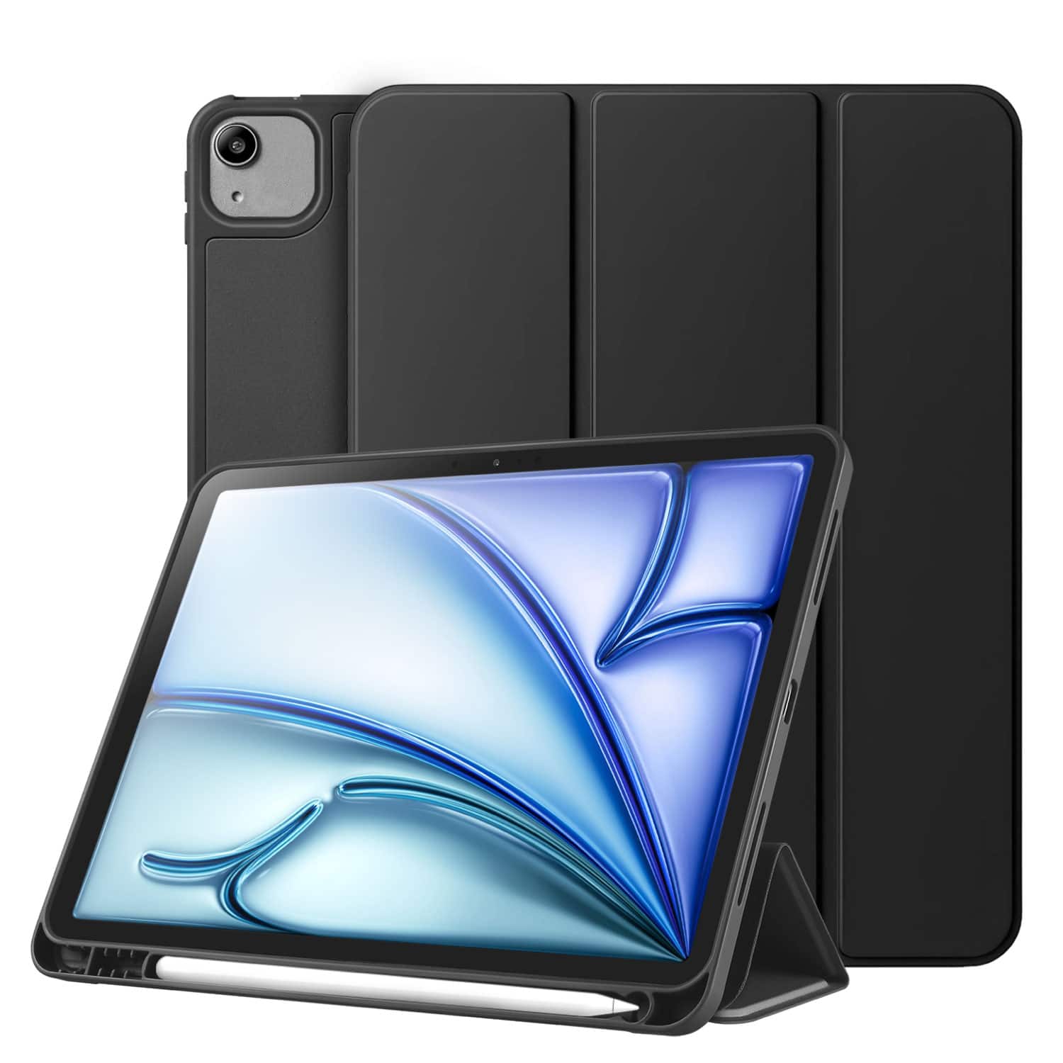 Vena - For Apple iPad Air 13 Inch Case, iPad Air M3 13 Inch Case, Trifold Stand, iPad Pro 12.9" Case 2022/2021/2020/2018) - Black