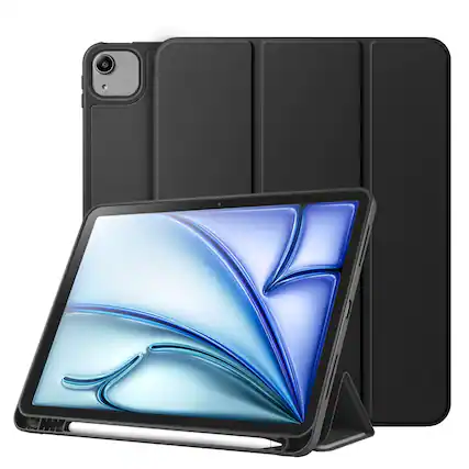 Front. Vena - For Apple iPad Air 13 Inch Case, iPad Air M3 13 Inch Case, Trifold Stand, iPad Pro 12.9" Case 2022/2021/2020/2018) Black - Black.