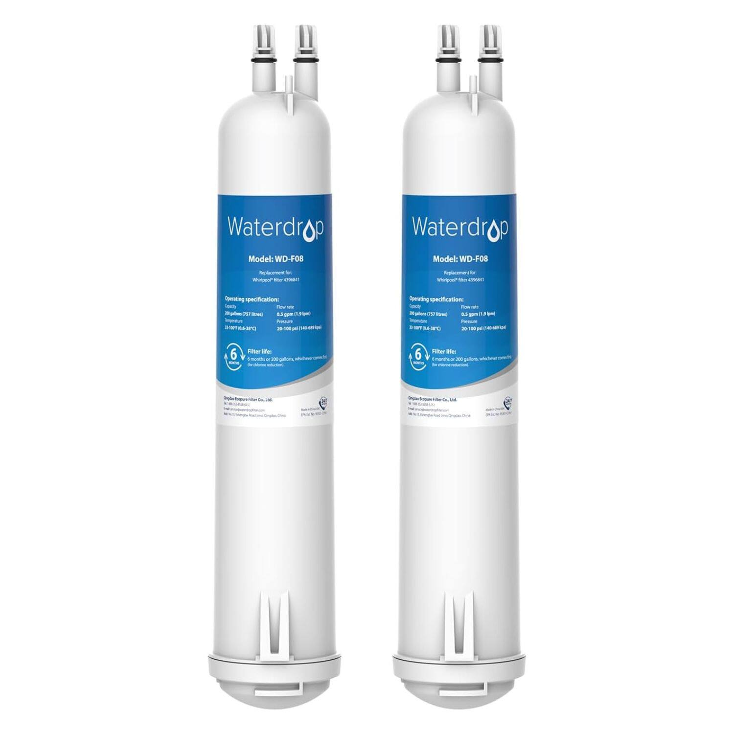 Waterdrop - WD-6008-2 Refrigerator Water Filter 2-Pack - White