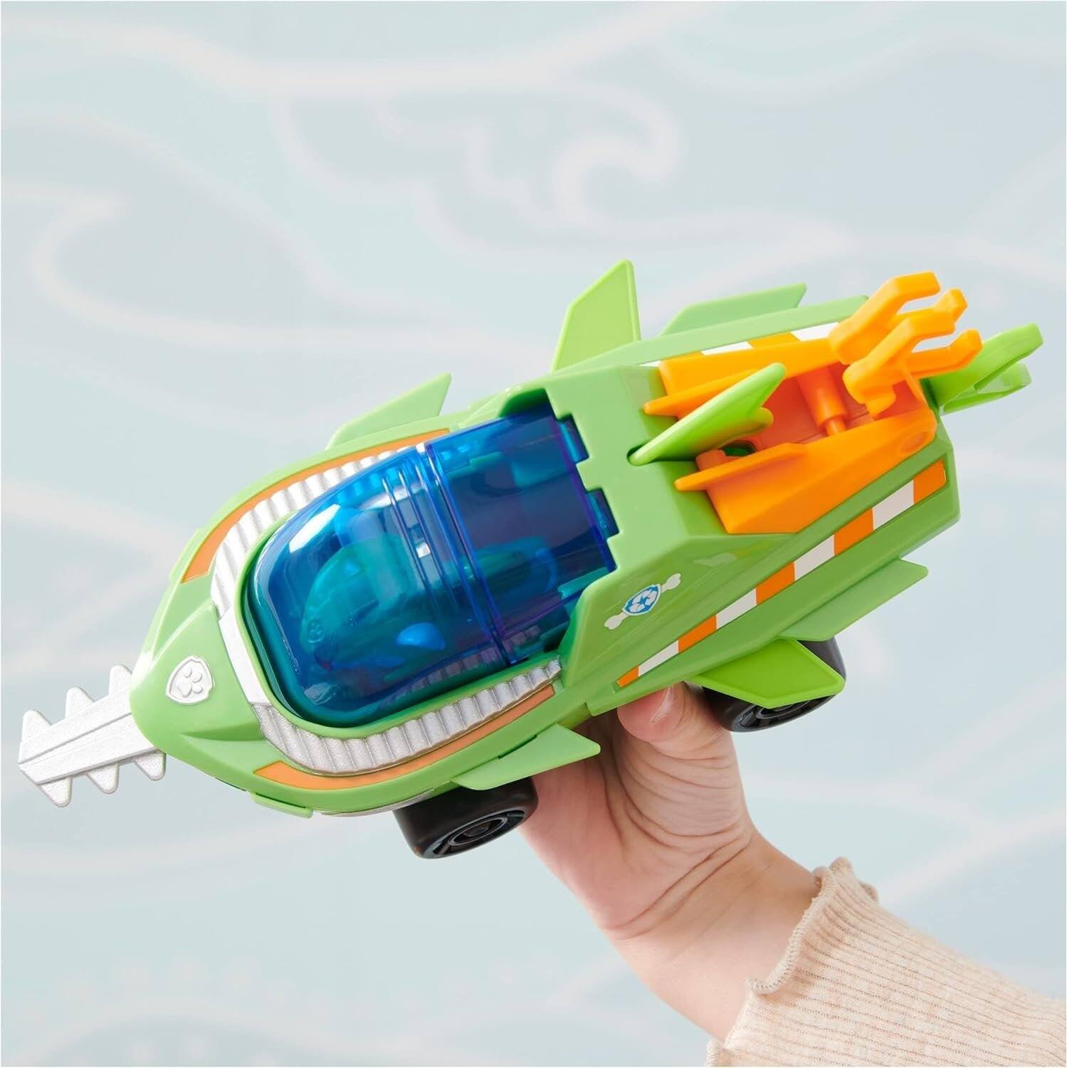 Back. Paw Patrol - Paw Patrol Rocky Sawfish Transforming Vehicle with Action Figure, Kids Toy for Ages 3+ - Multicolor.